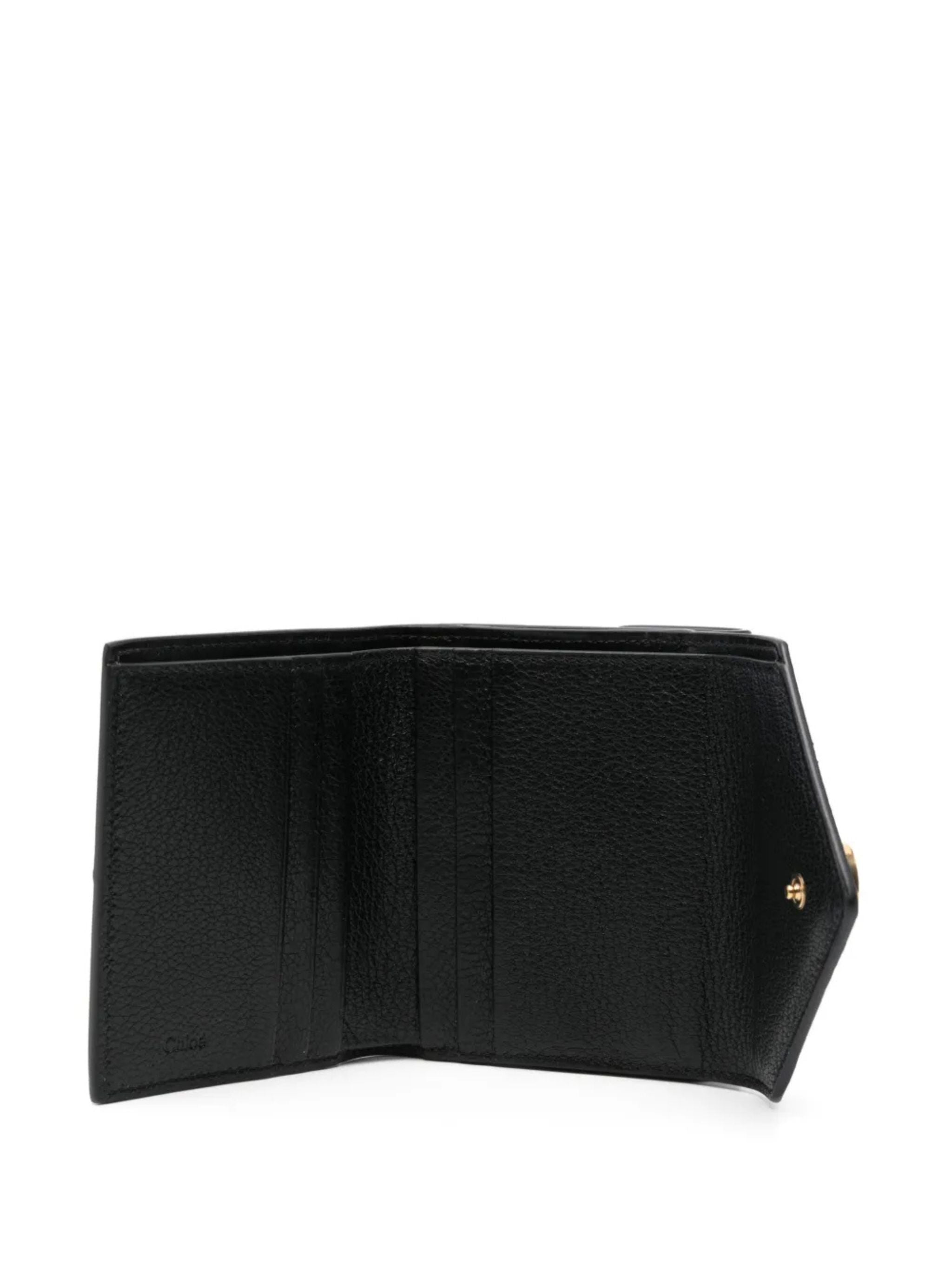 Portafoglio trifold piccolo Envelope in pelle granata Black