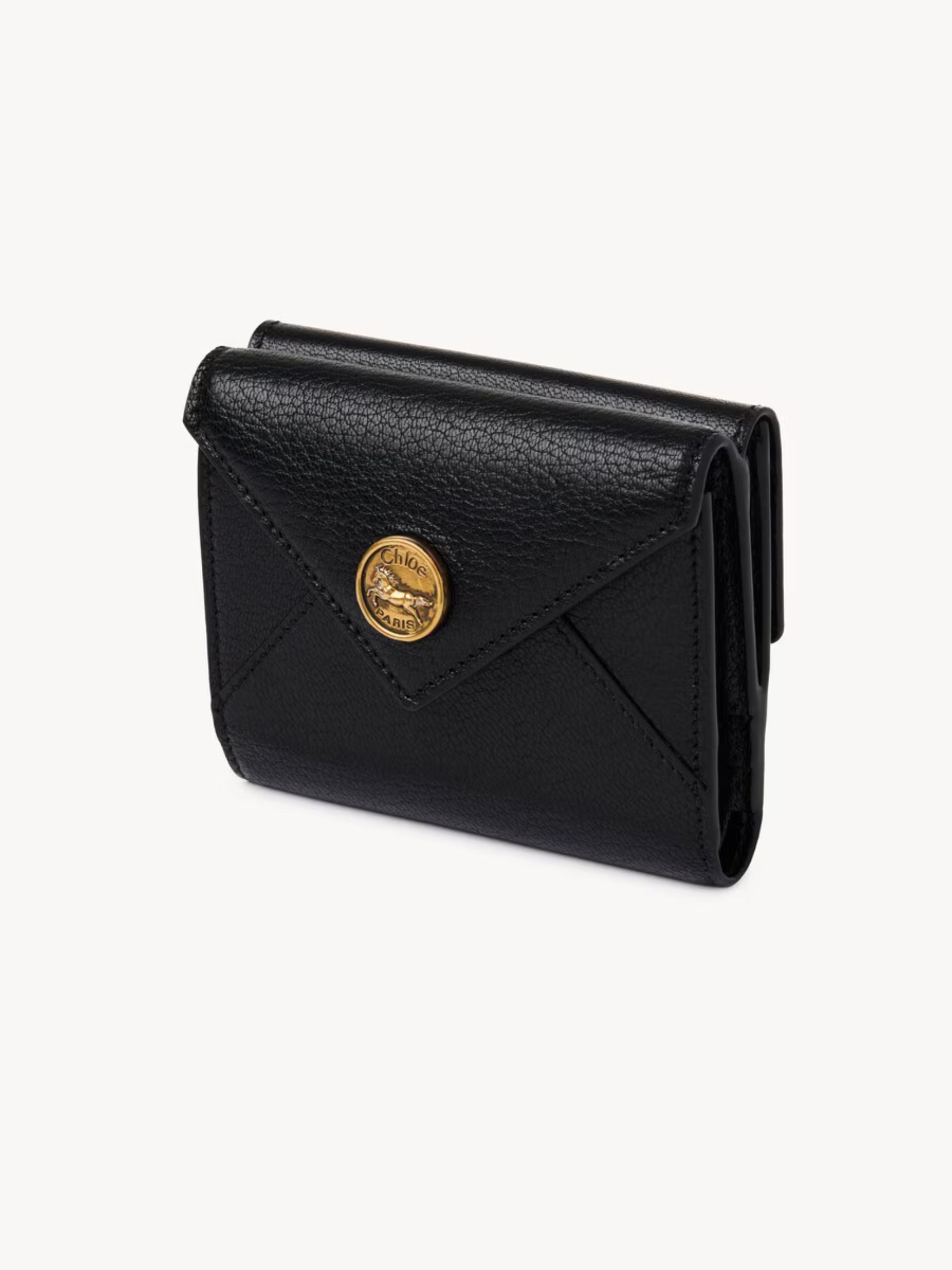 Portafoglio trifold piccolo Envelope in pelle granata Black