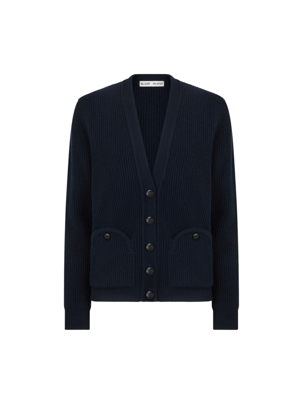 Cardigan in maglia a costine con tasca Smiley