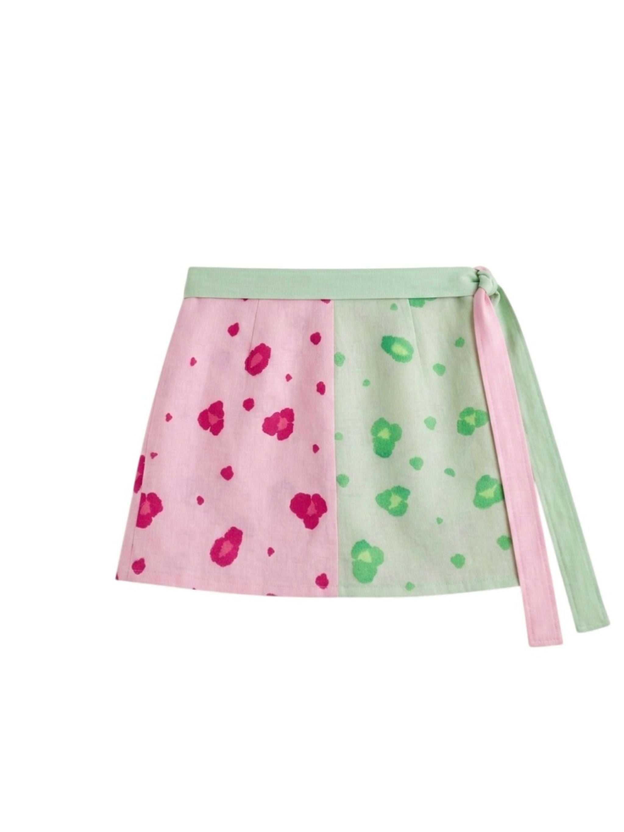 Animalier sarong skirt green/pink