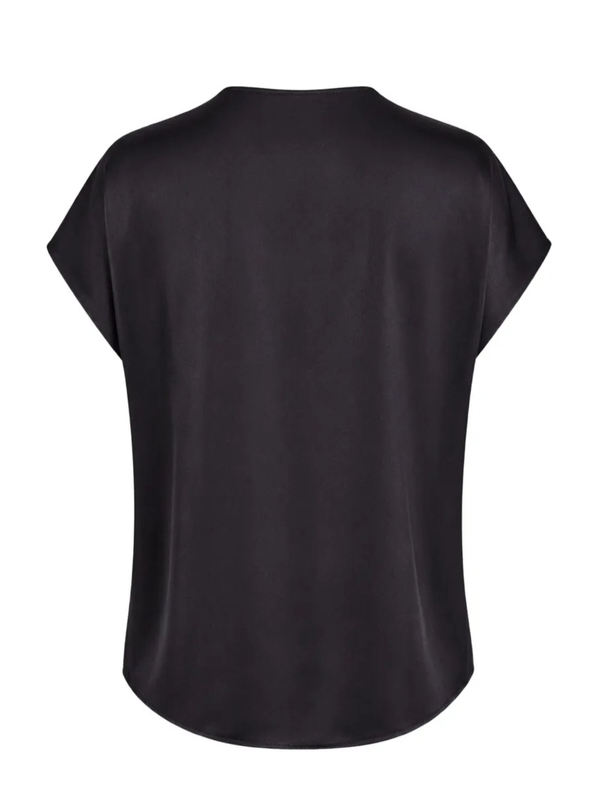 Top in misto seta con doppio scollo a V Blue