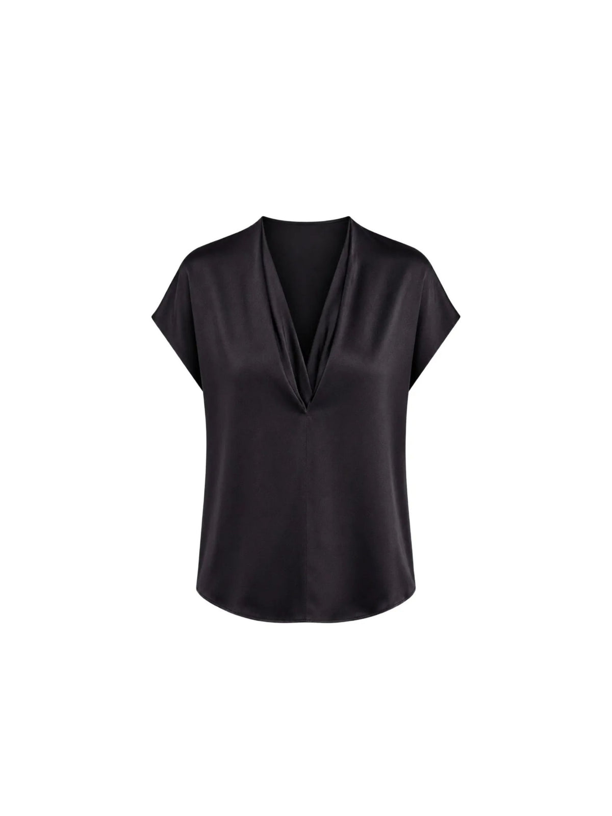 Top in misto seta con doppio scollo a V Blue