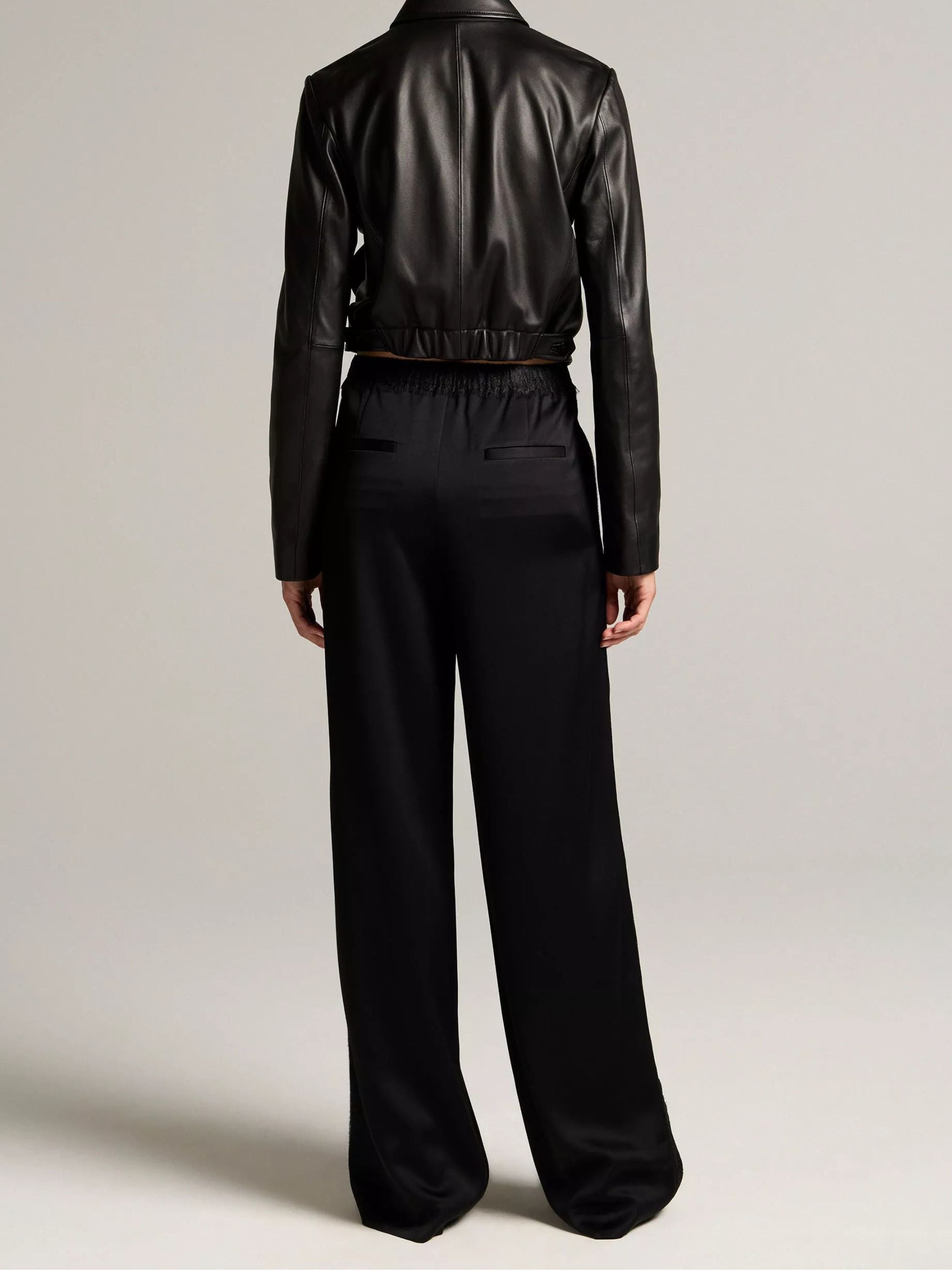 MID WAIST LACE TRIM PANTS