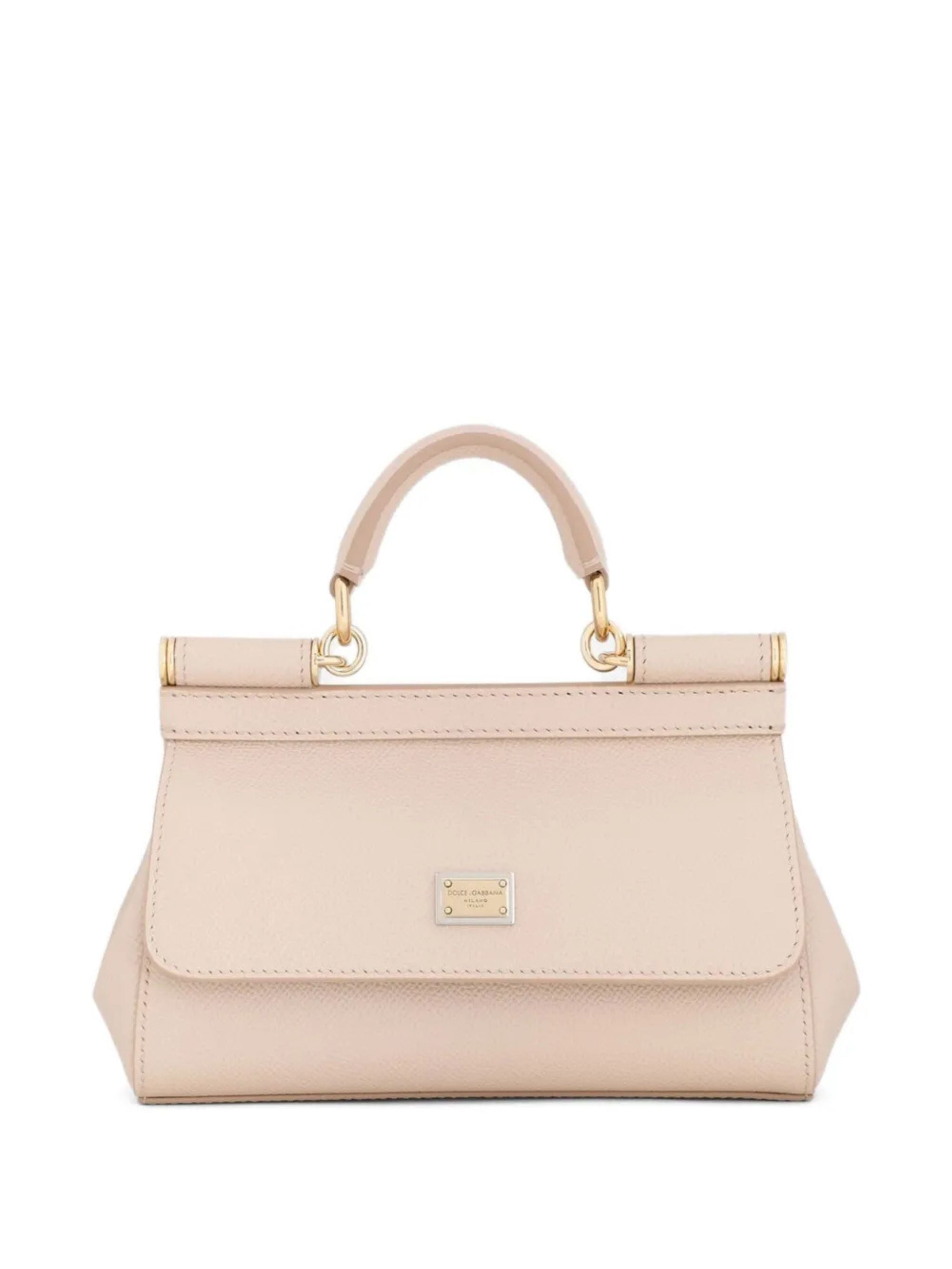 Borsa a mano Sicily mini in pelle di vitello dauphine Rosa Carne