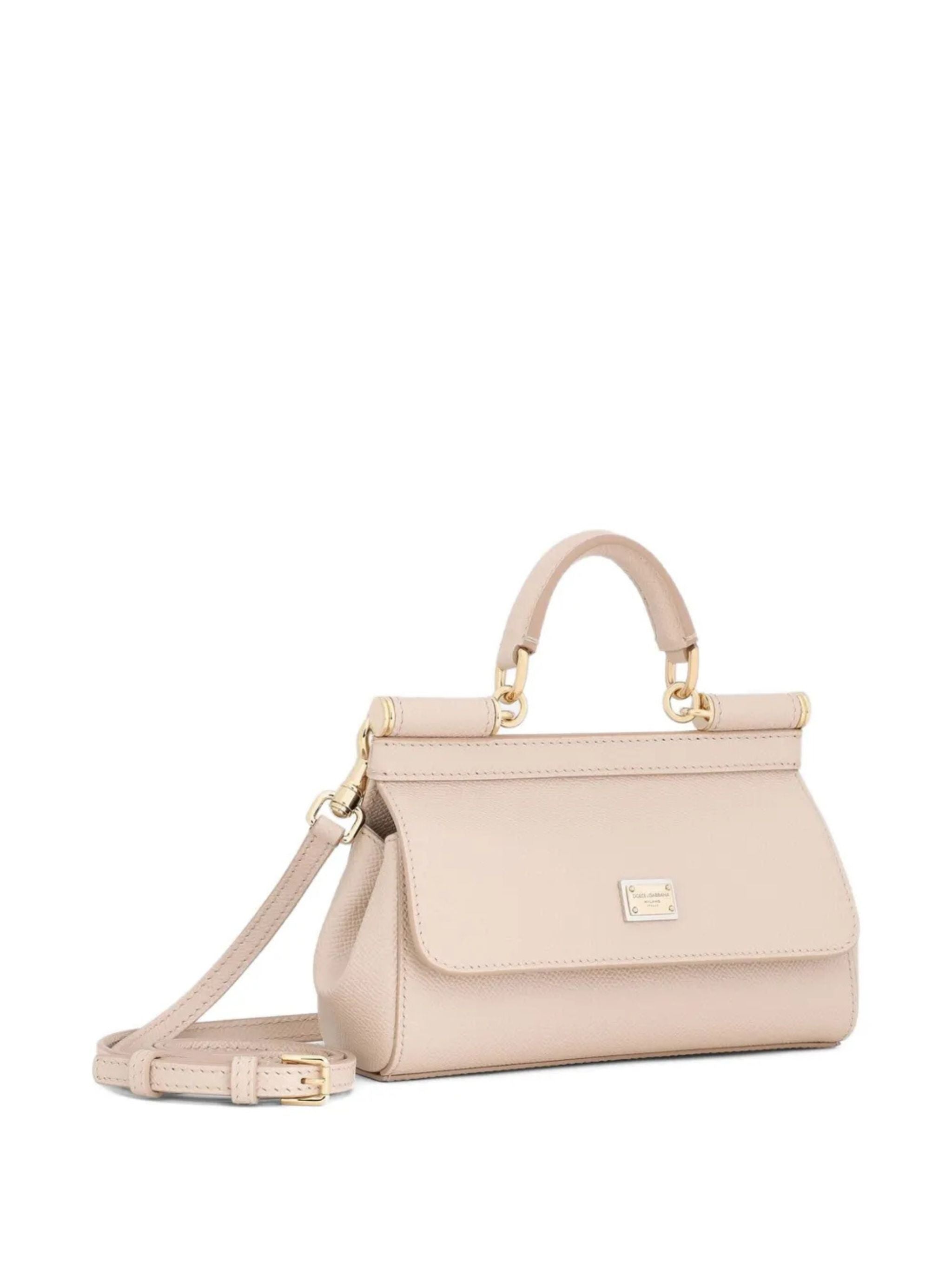Borsa a mano Sicily mini in pelle di vitello dauphine Rosa Carne