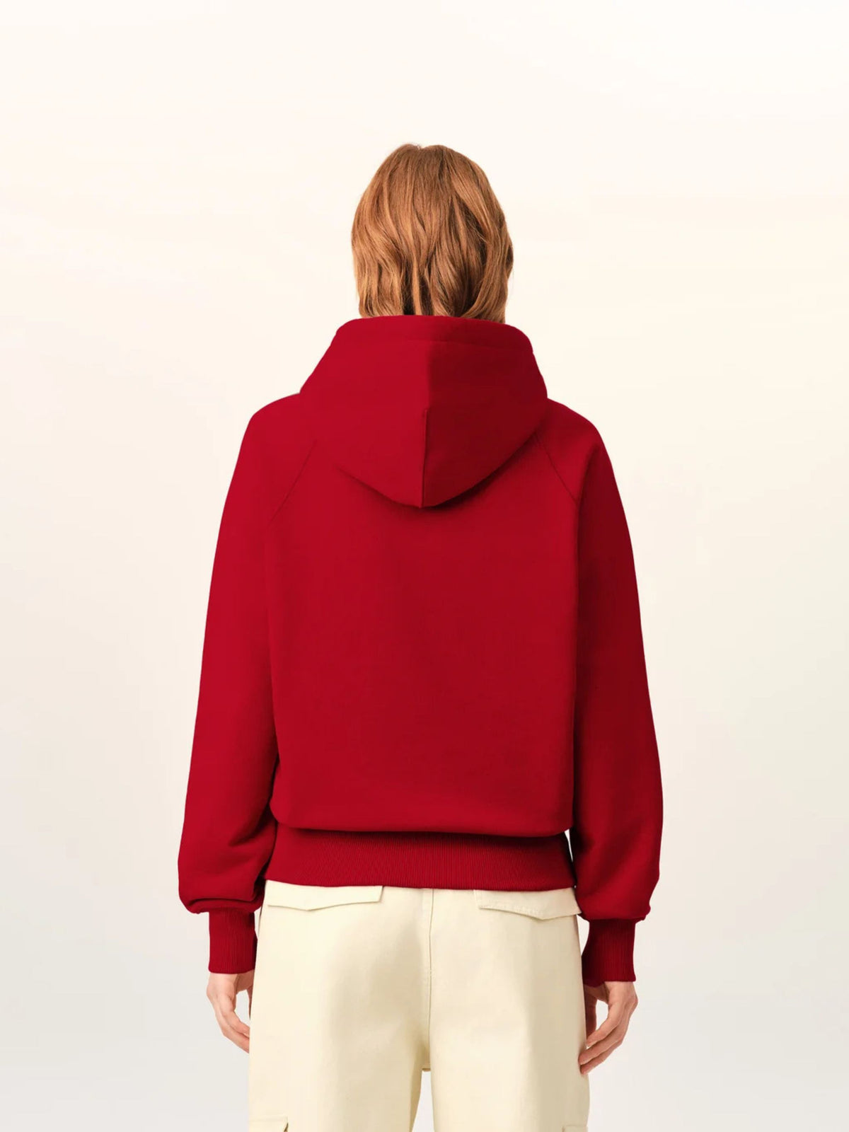 Felpa con cappuccio in cotone rosso con ricamo Ami Paris