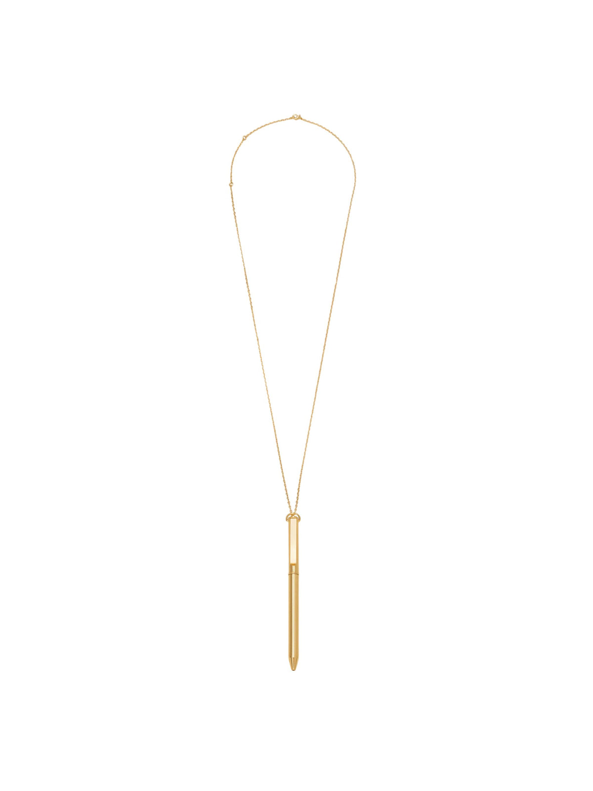 Collana con pendente a penna in ottone dorato