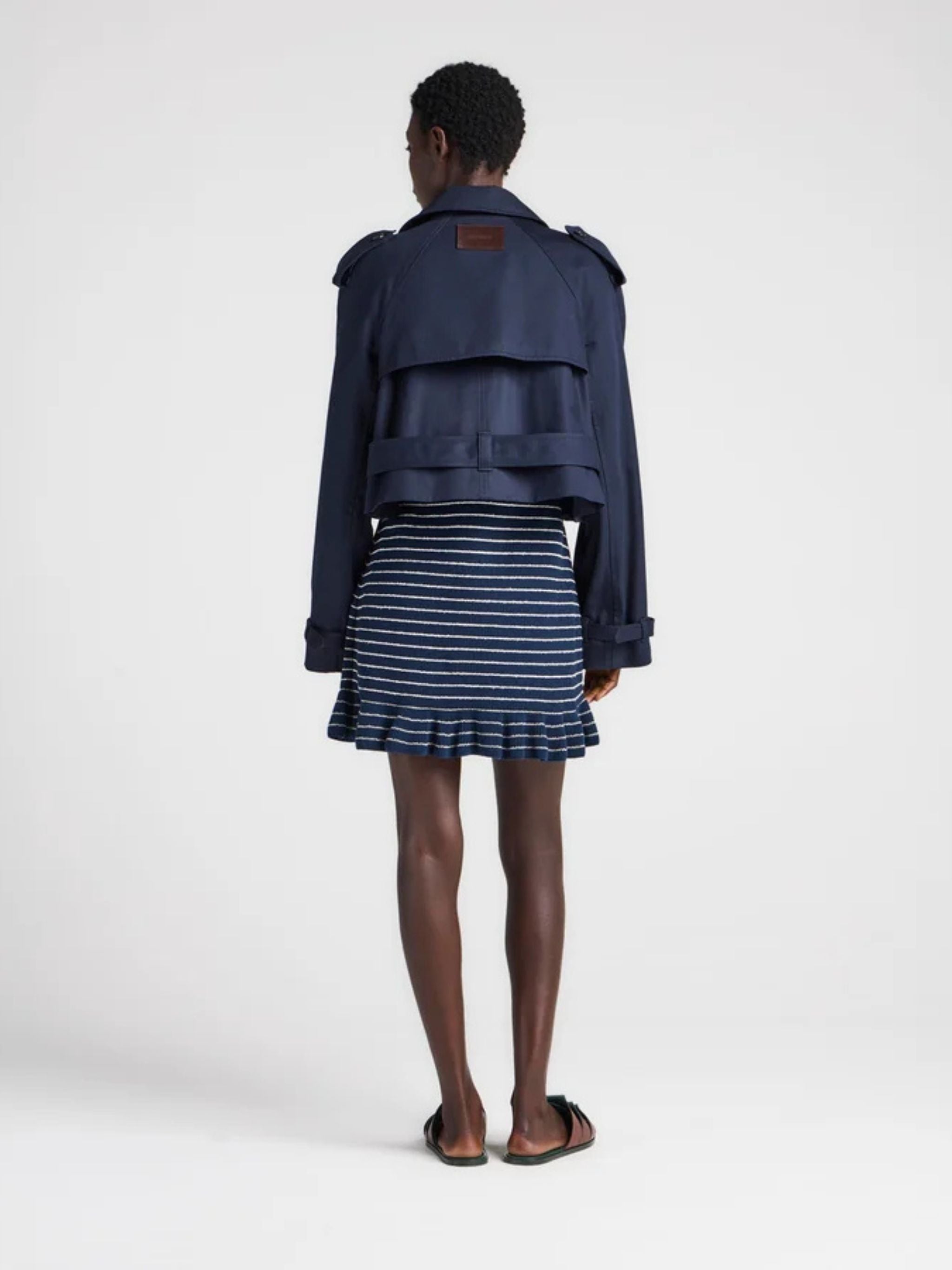 Womens cropped trench in navy