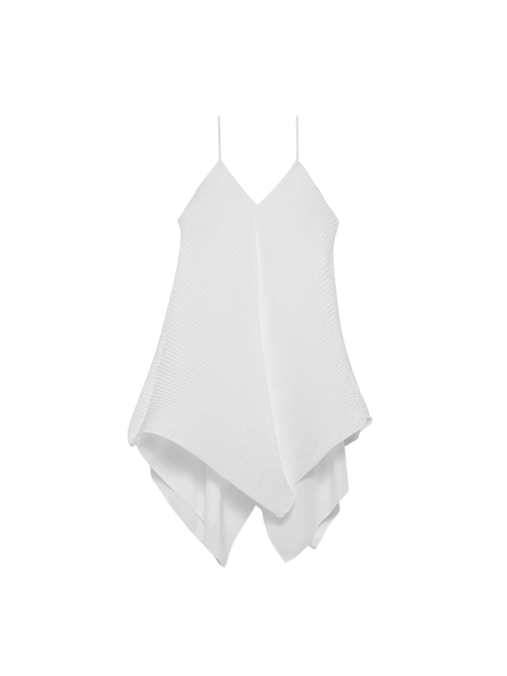Womens asymmetric pleated top in white
