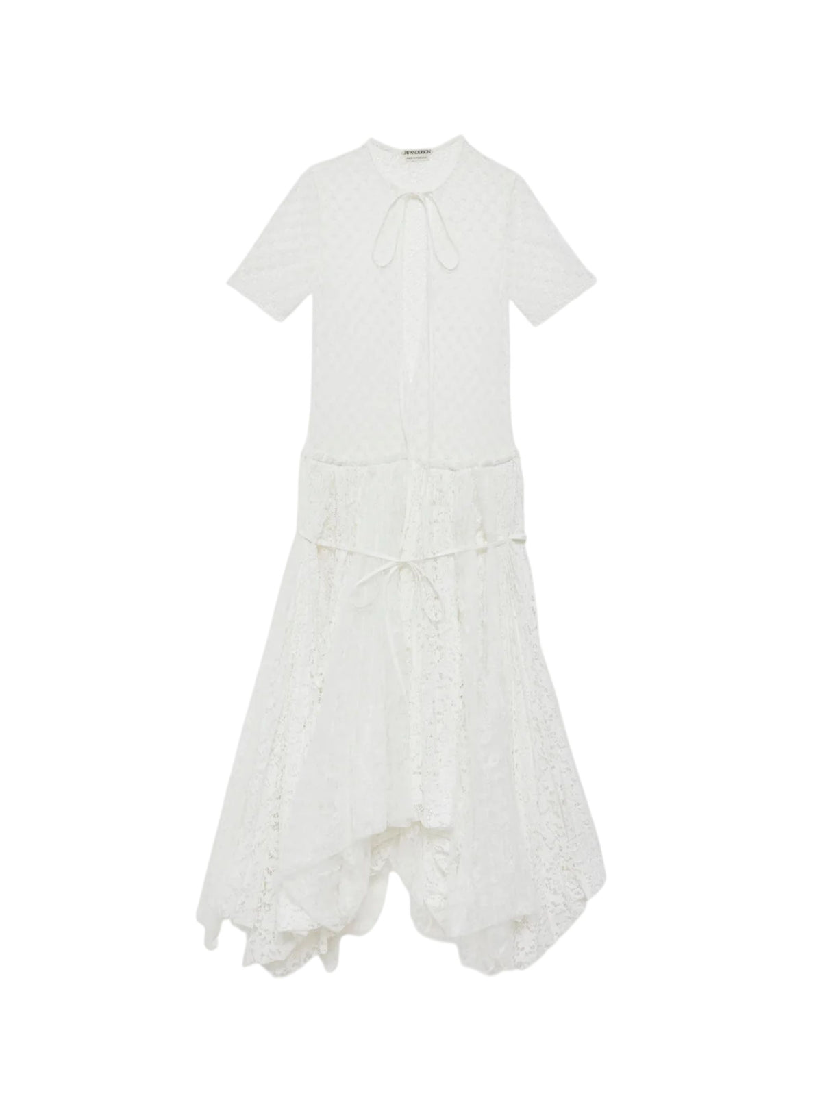 Abito lungo da donna in pizzo misto bianco