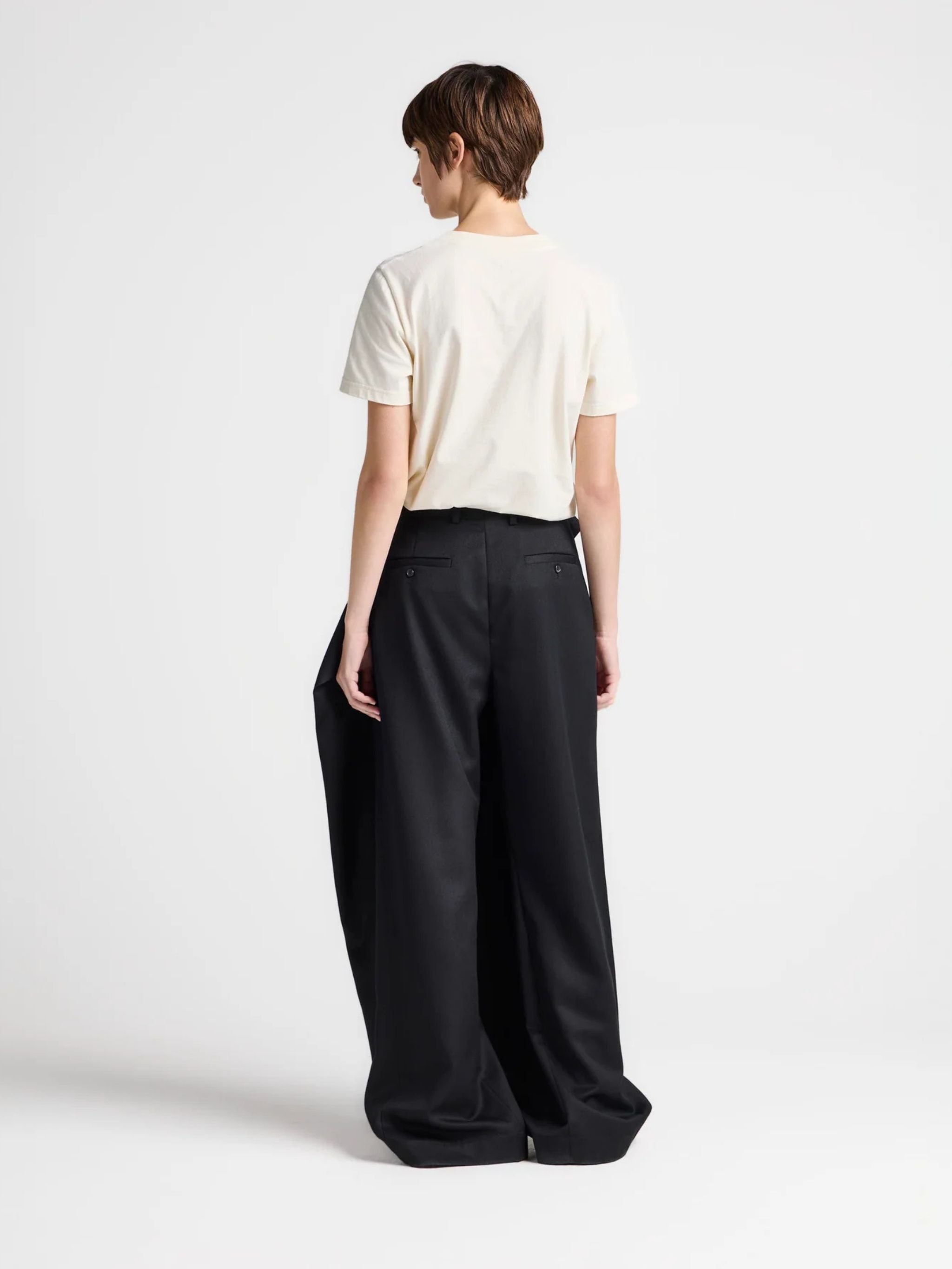 Womens fold over trousers in black