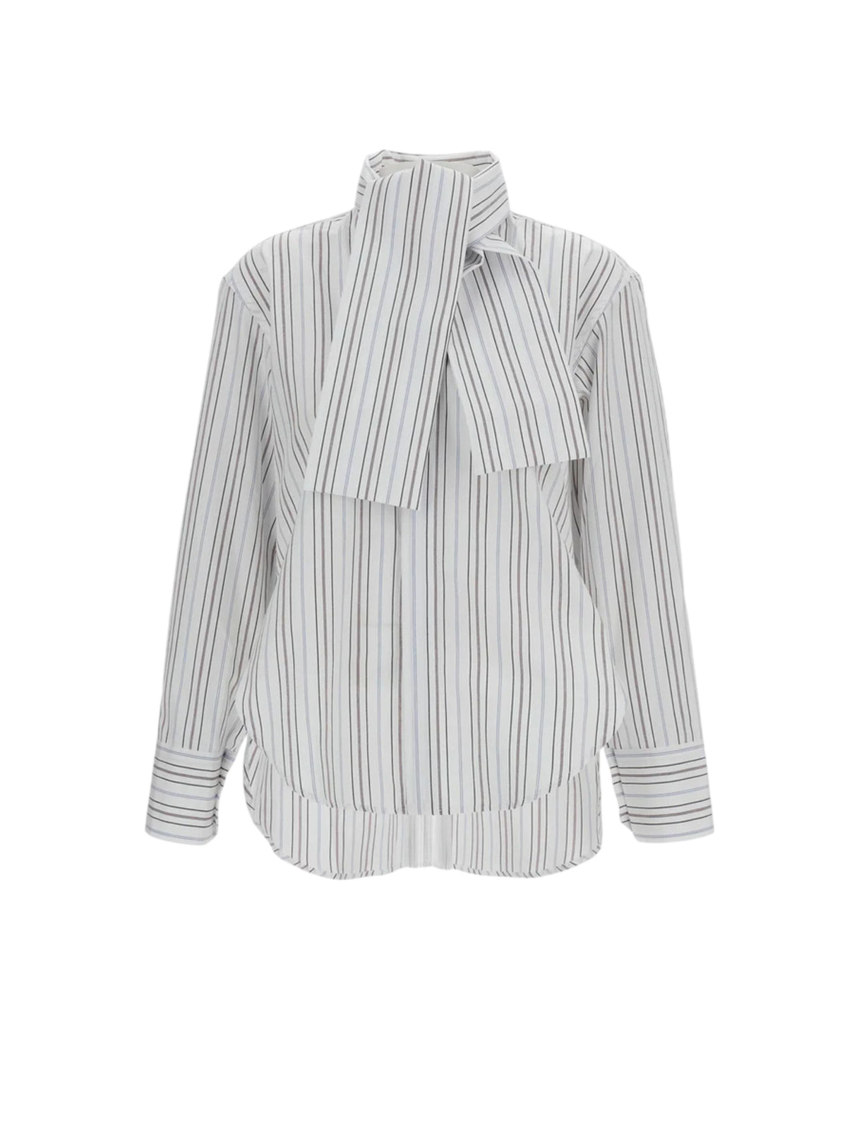 CAMICIA DI COTONE A RIGHE CON FOULARD
