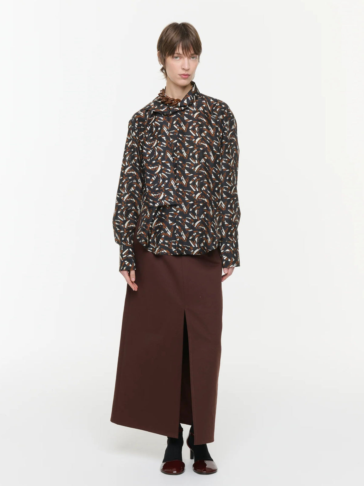 CAMICIA IN SETA HABOUTAI CON STAMPA FLOREALE
