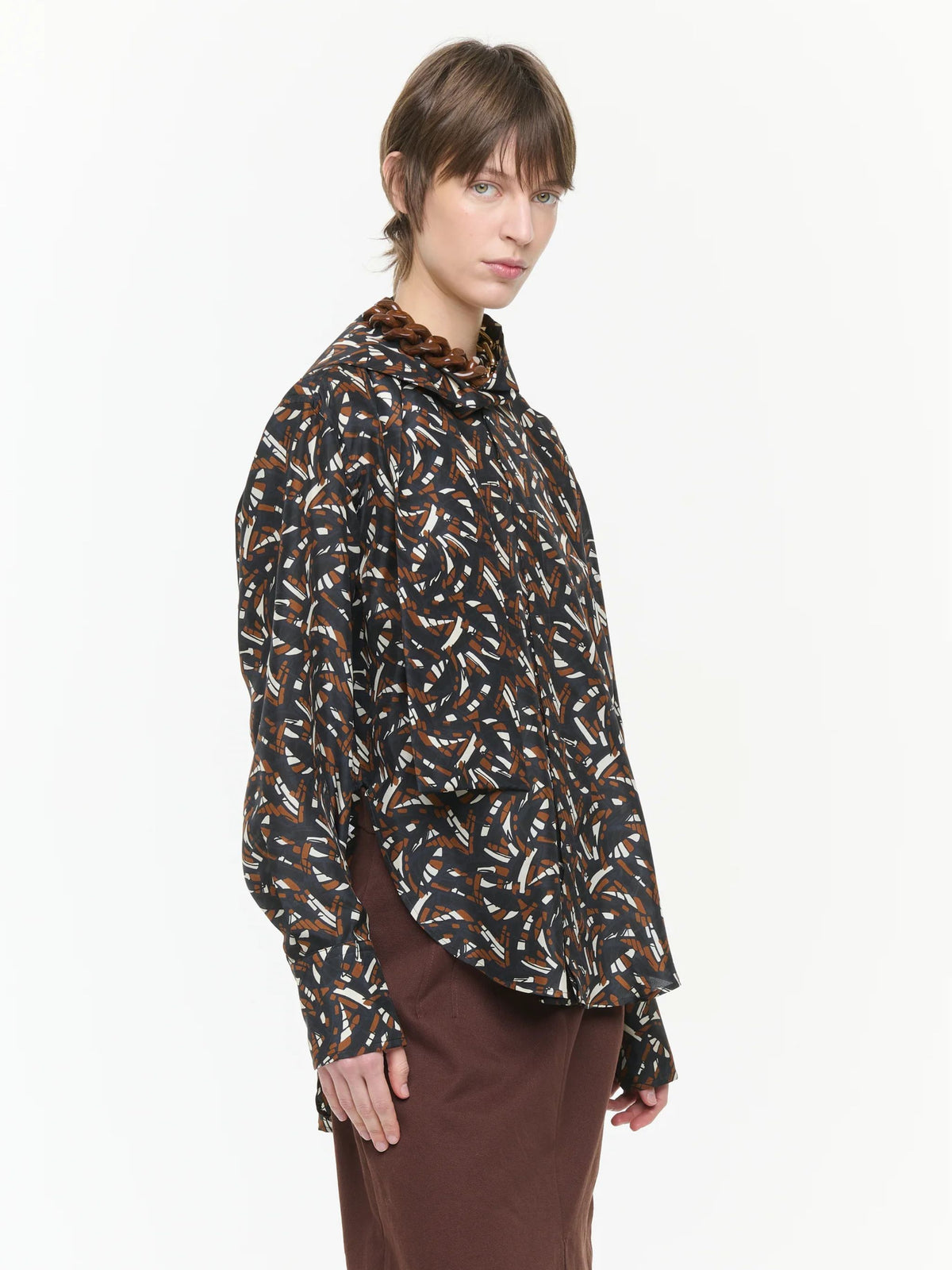 ABSTRACT LEAVES HABOUTAI SILK SHIRT