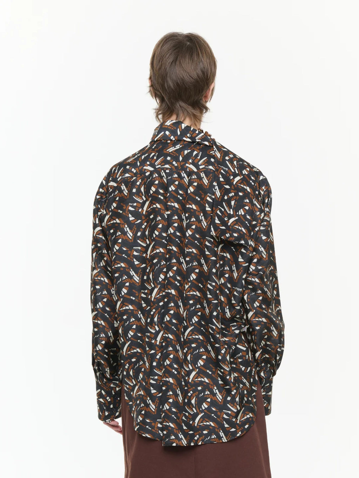 ABSTRACT LEAVES HABOUTAI SILK SHIRT