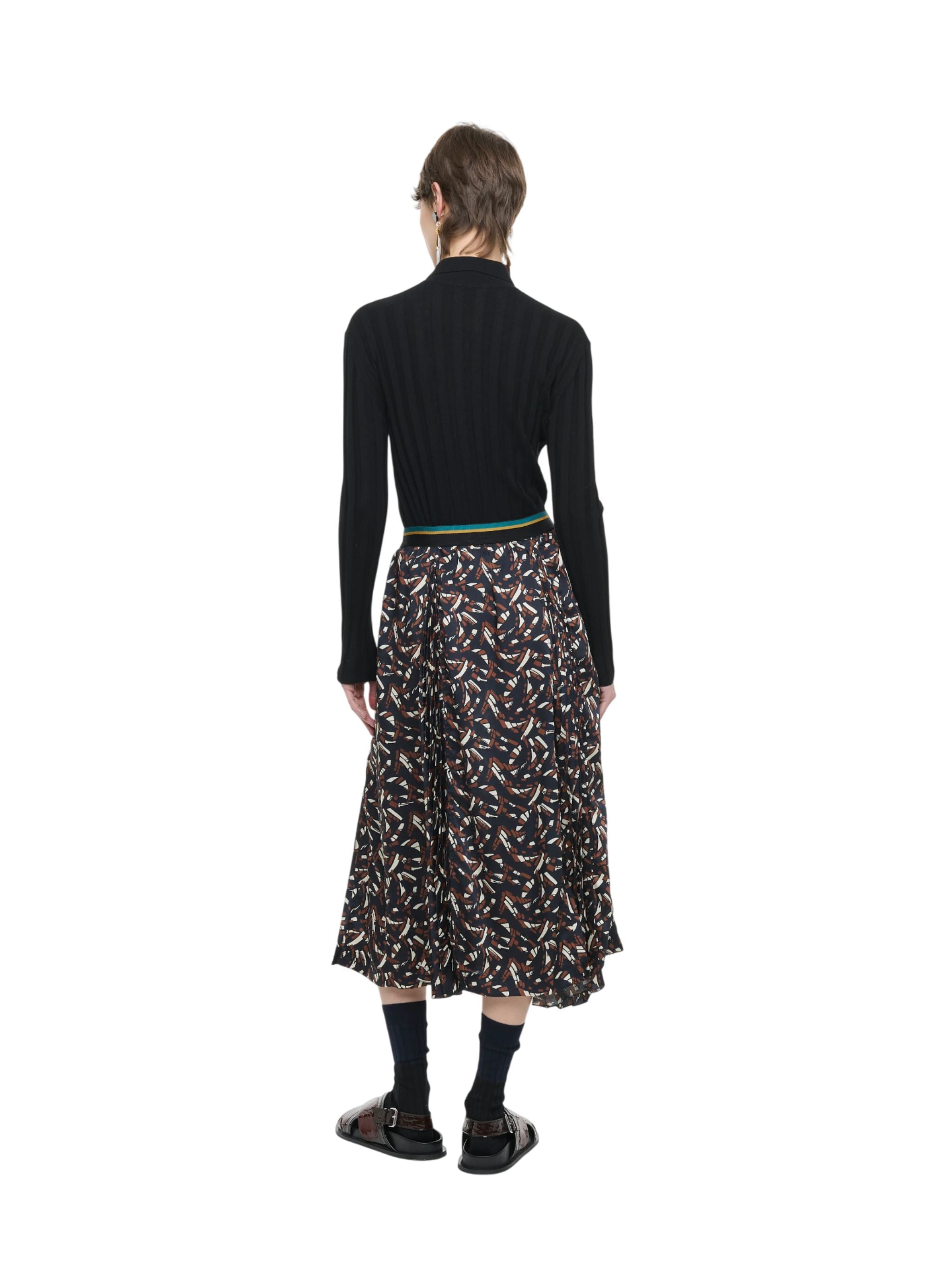 PRINT TWILL MIDI SKIRT