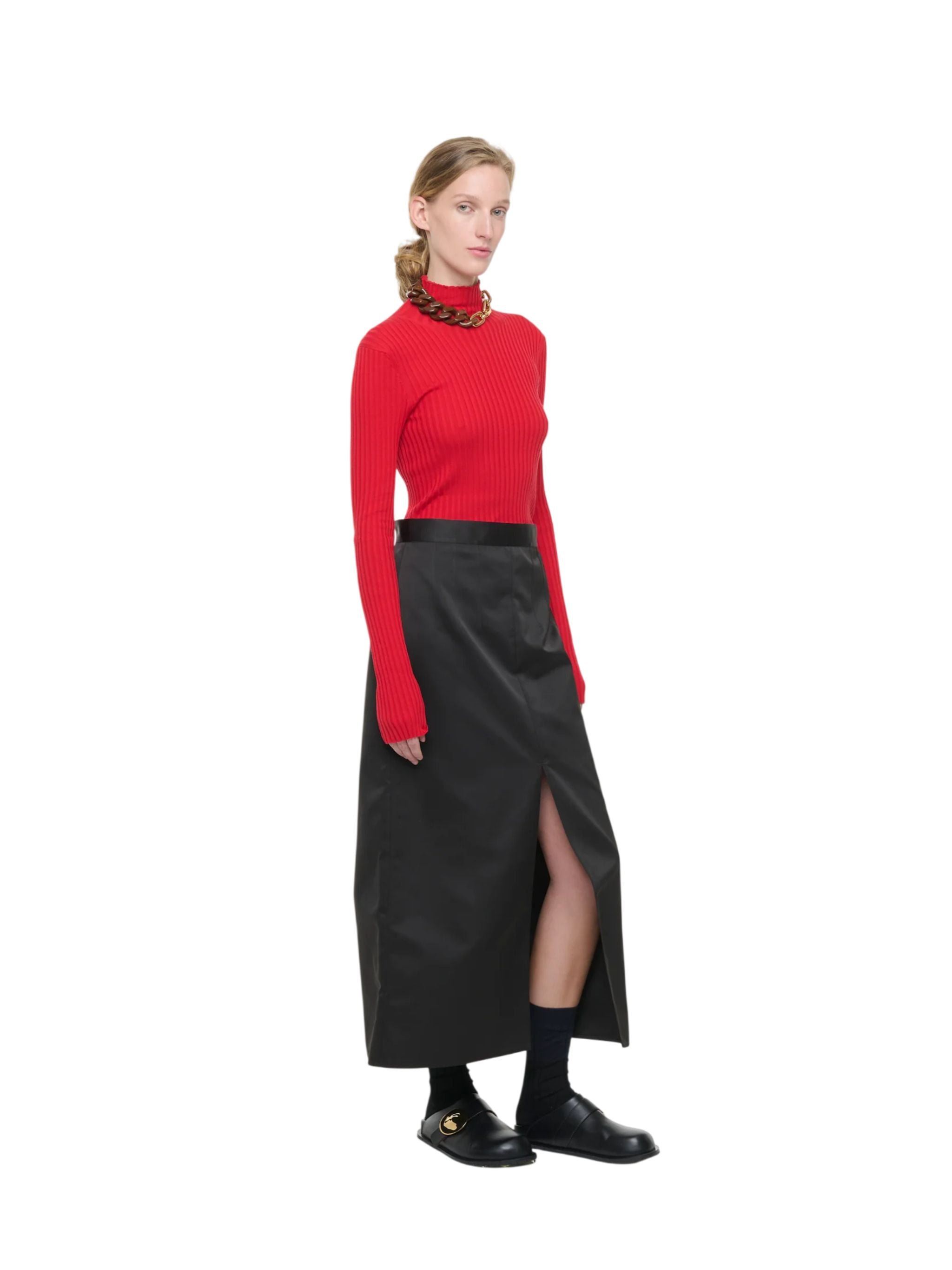GONNA LUNGA DRITTA IN DUCHESSE NERO