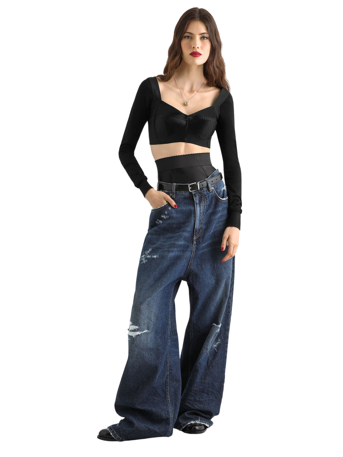 Vintage-finish denim jeans