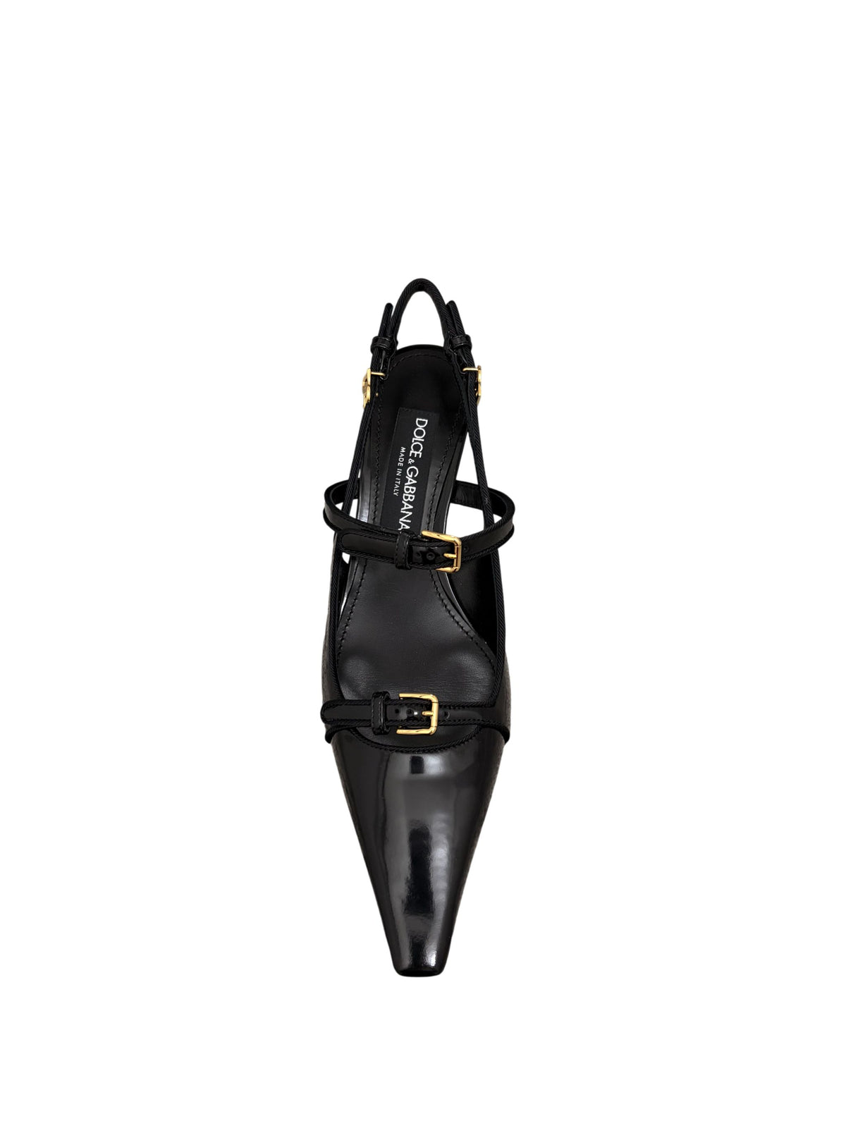 Slingback in pelle lucida