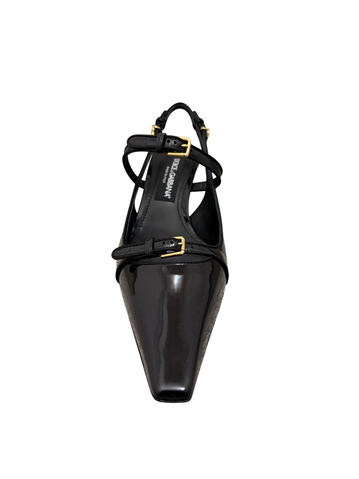Patent leather slingbacks