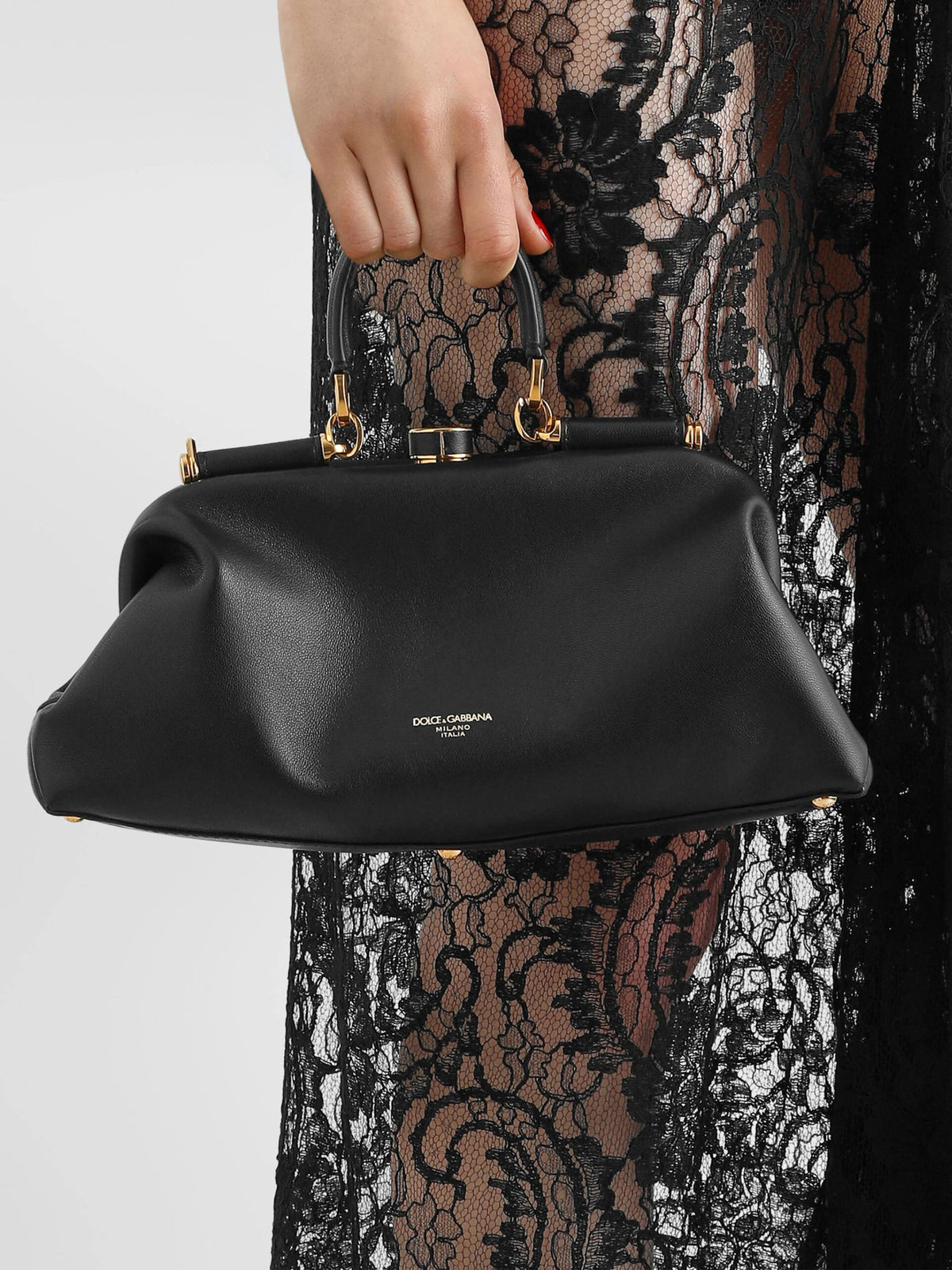 Borsa a mano Grandma media in nappa plongé