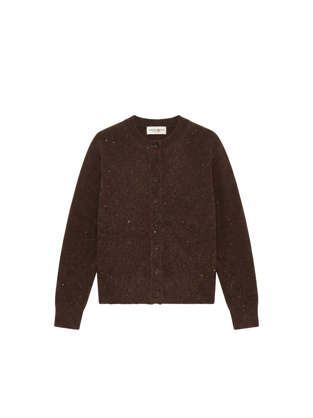 Cardigan Roberto Collina con colletto alla coreana e paillettes marrone