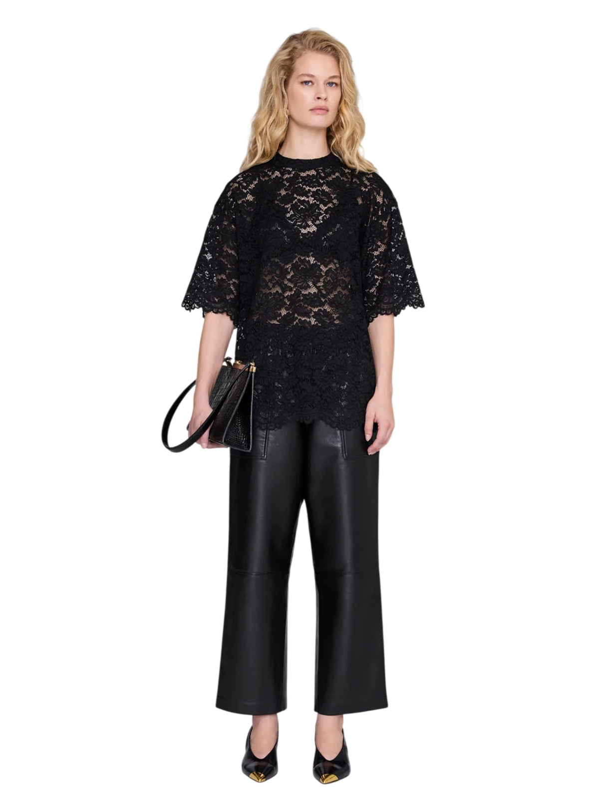 Top nero Anine Bing Zeina in pizzo