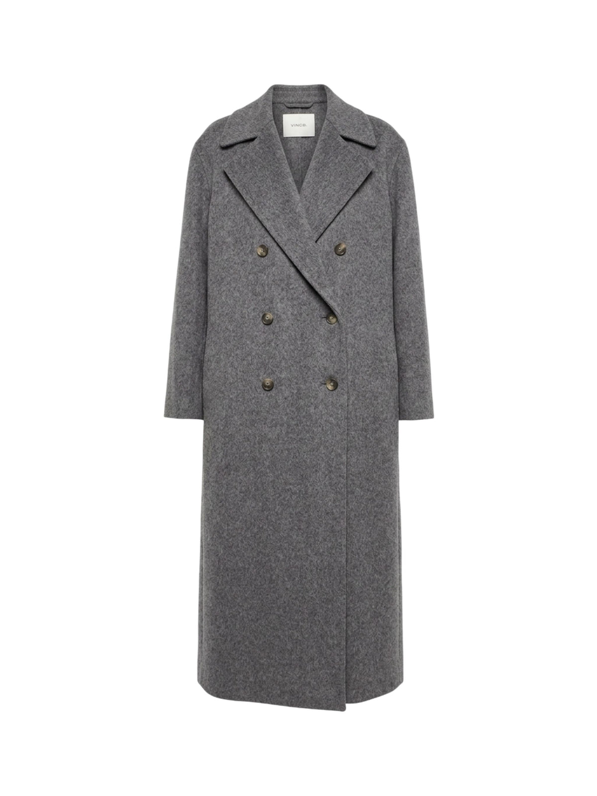 Wool-Blend Double-Breasted Long Coat