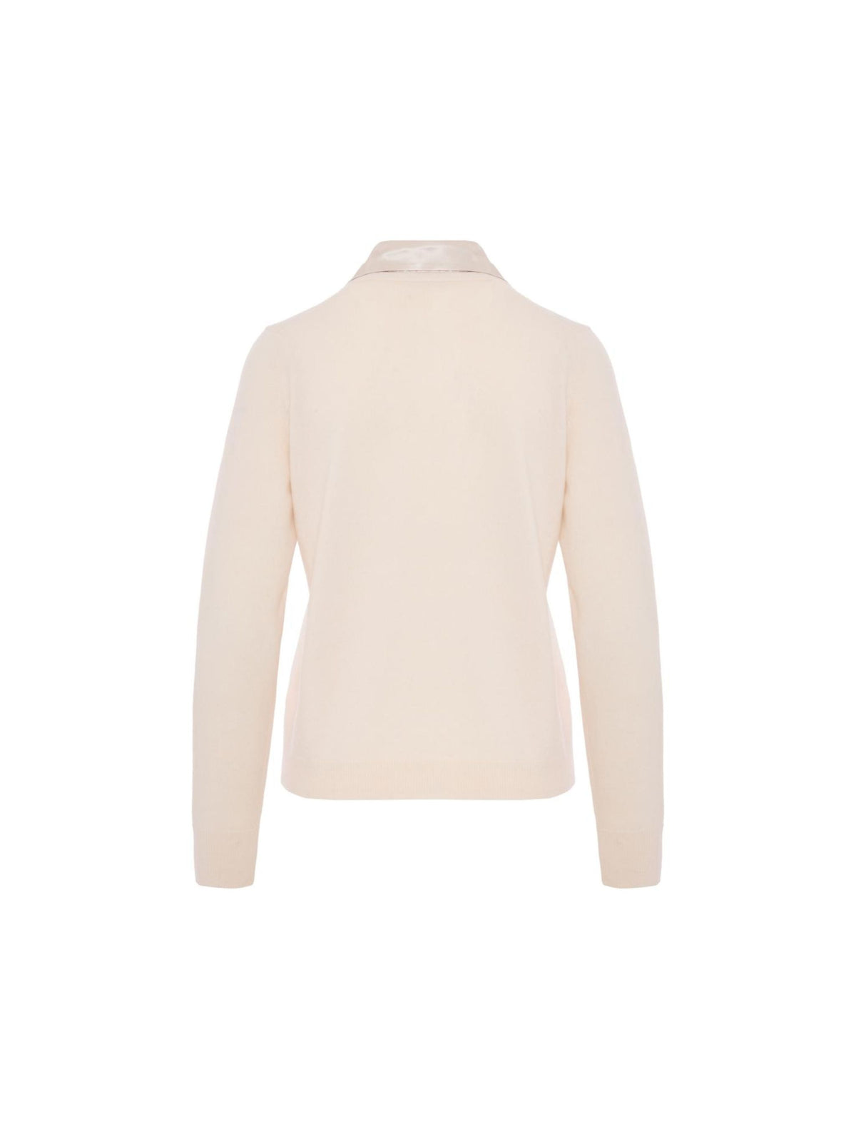 Cardigan in cashmere con profili in satin bianco panna