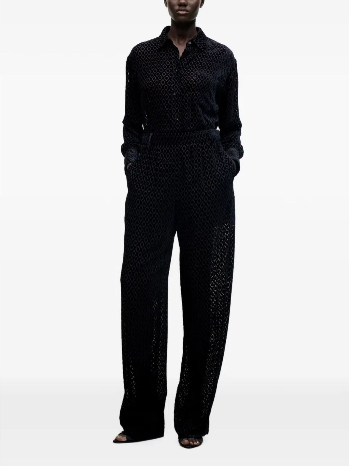Pantaloni con motivo geometrico effetto devoré