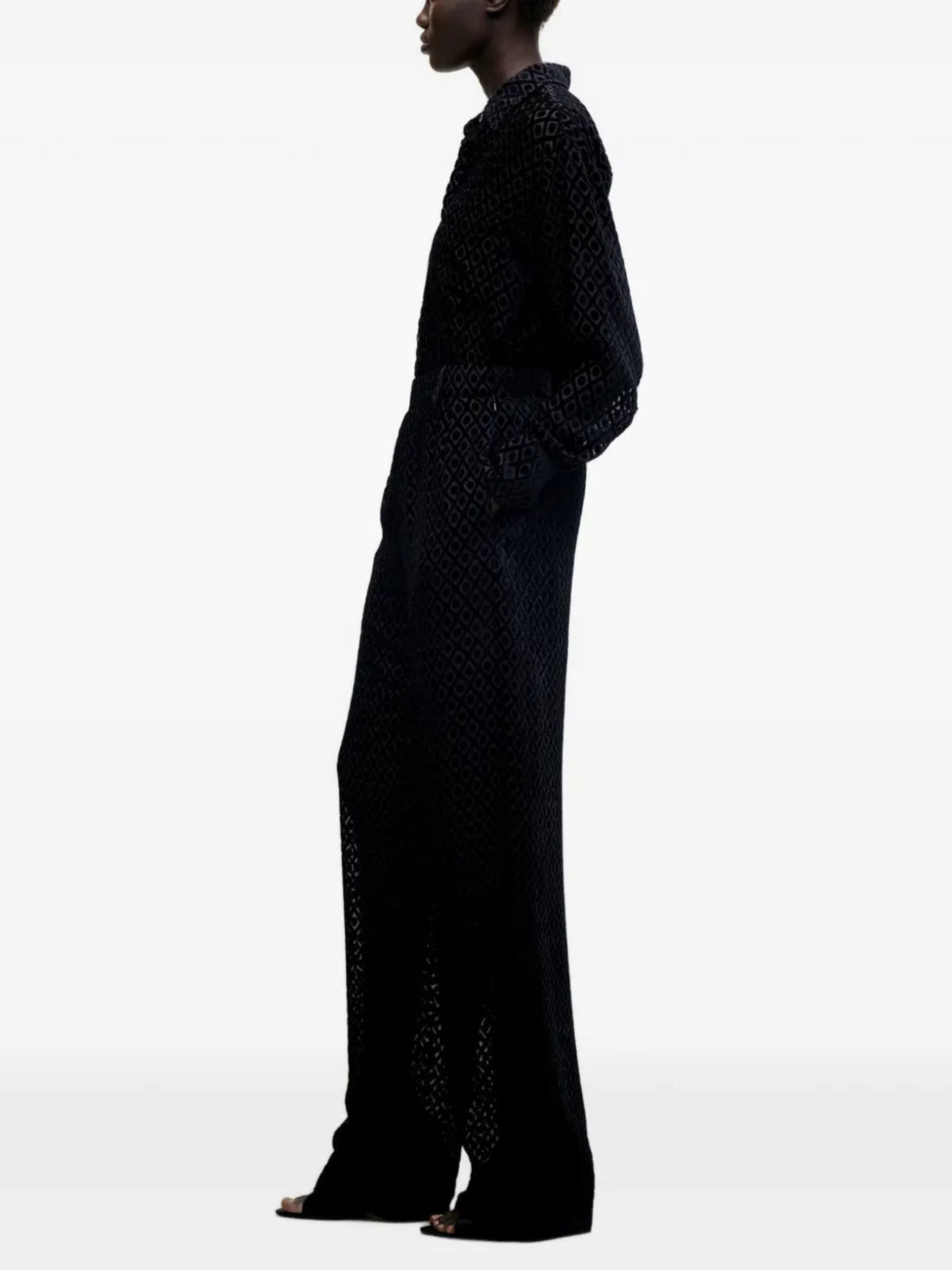 Pantaloni con motivo geometrico effetto devoré