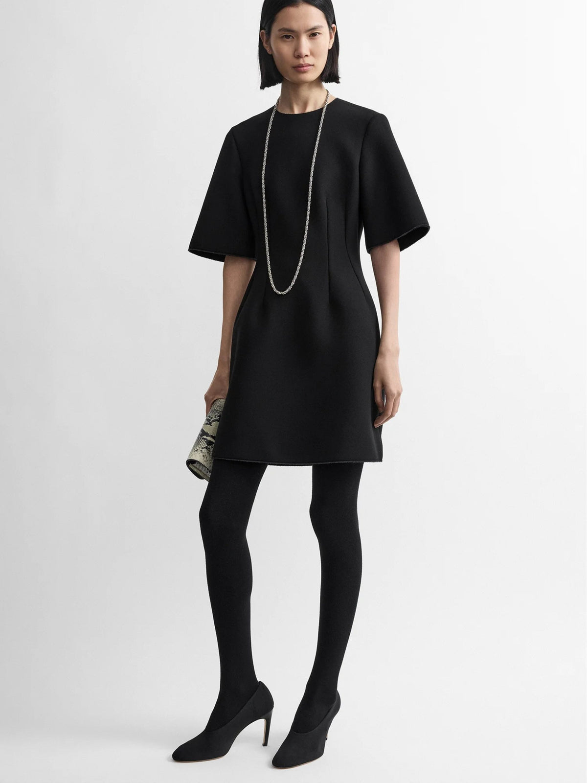 Sculptural short dress nero