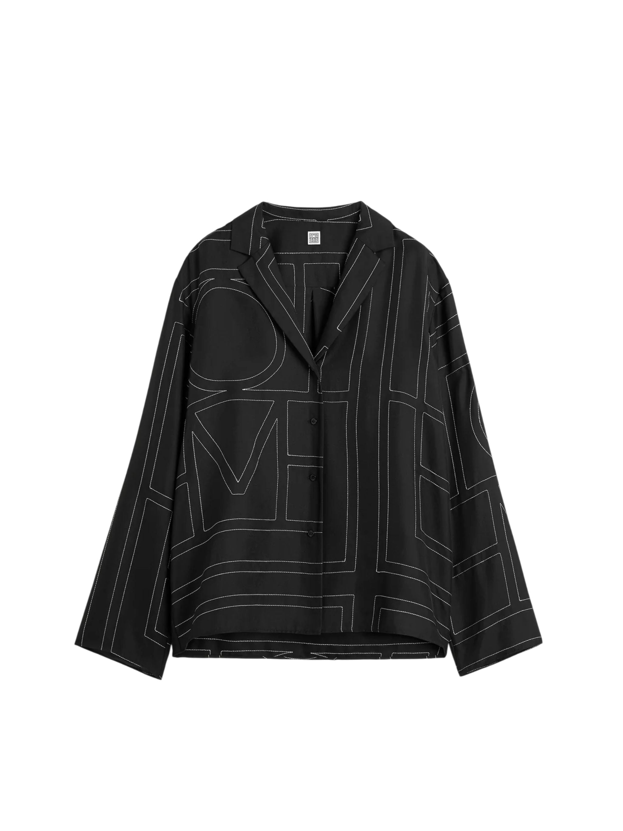 Monogram silk pj top black