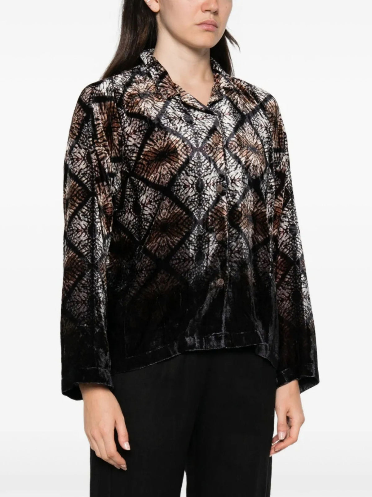 geometric-print velvet jacket