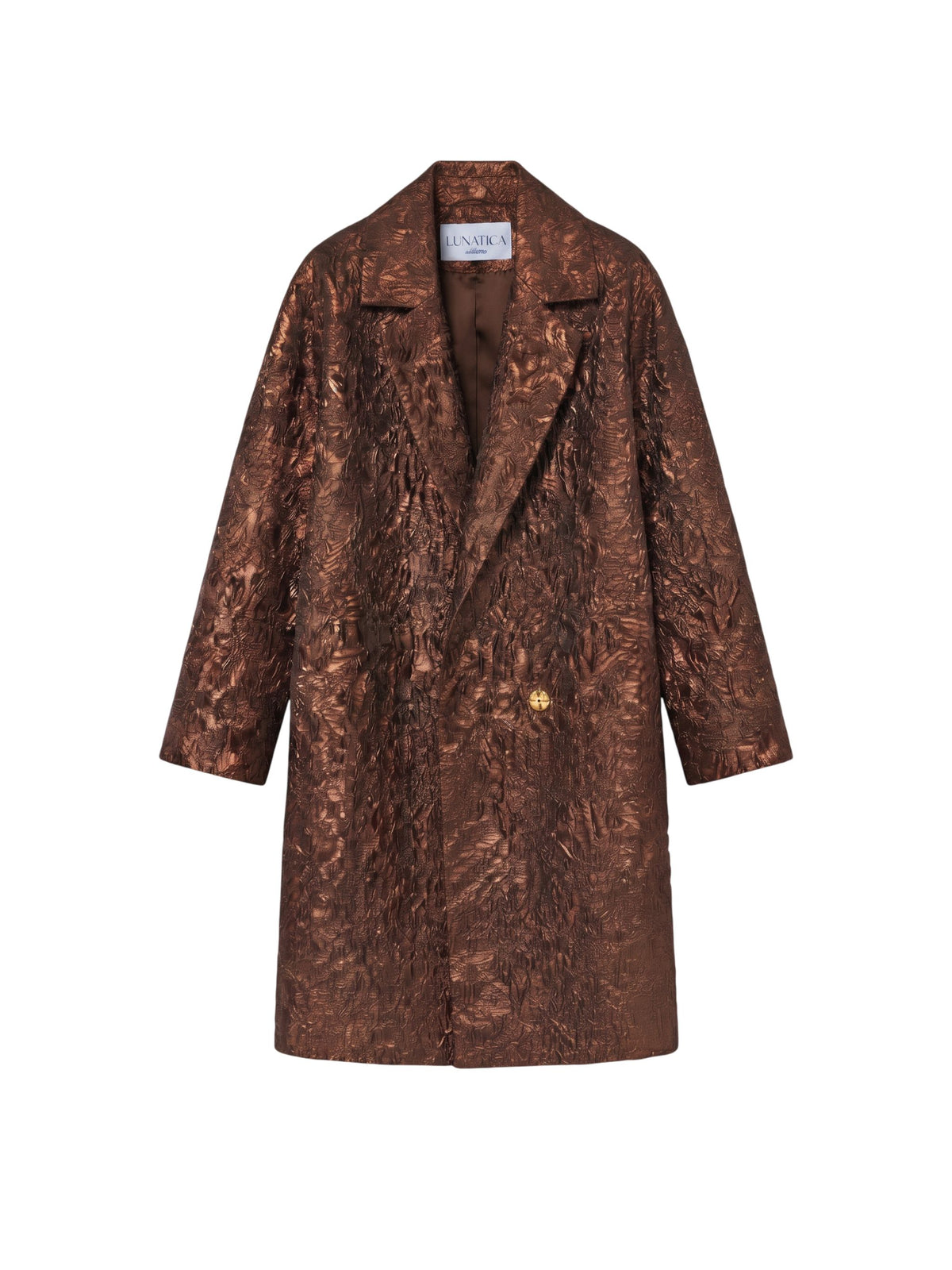 Lunatica cappotto lurex in broccato marrone