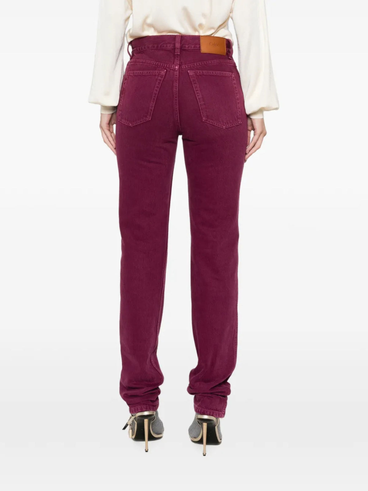 Jeans slim in denim di cotone biologico tinto in capo