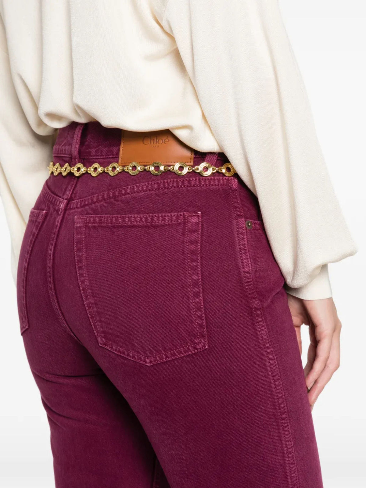 Jeans slim in denim di cotone biologico tinto in capo