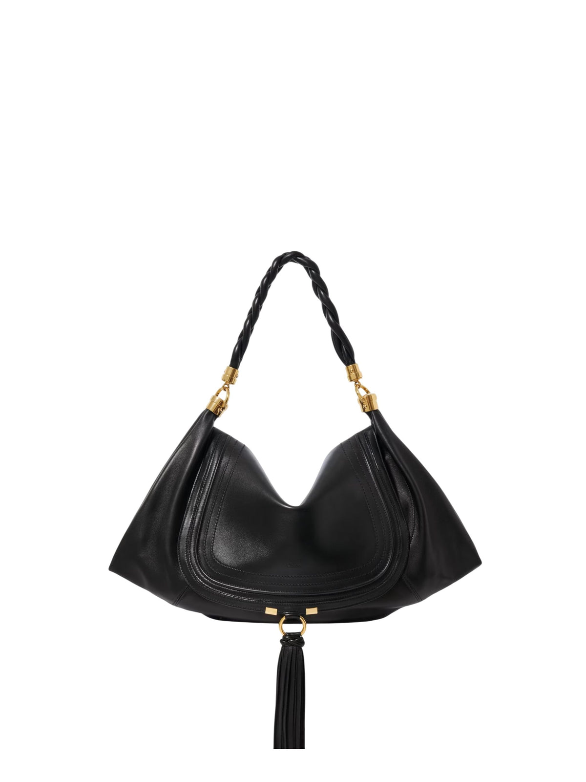 Chloé Marcie Foulard Large Hobo Shoulder Bag in Black Nappa