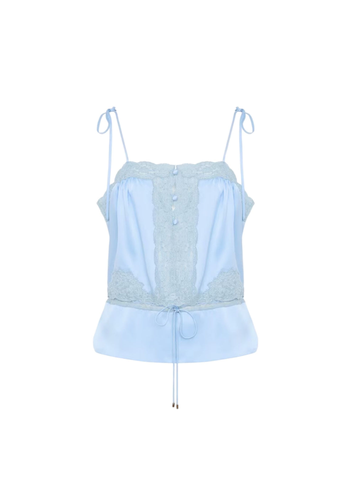 Top in washed silk satin and lace