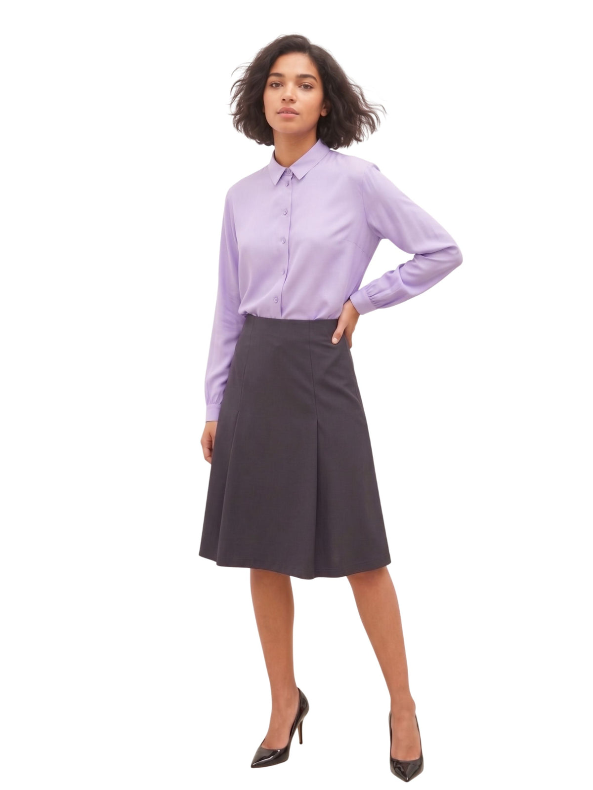 Camicia alla coreana in raso di seta