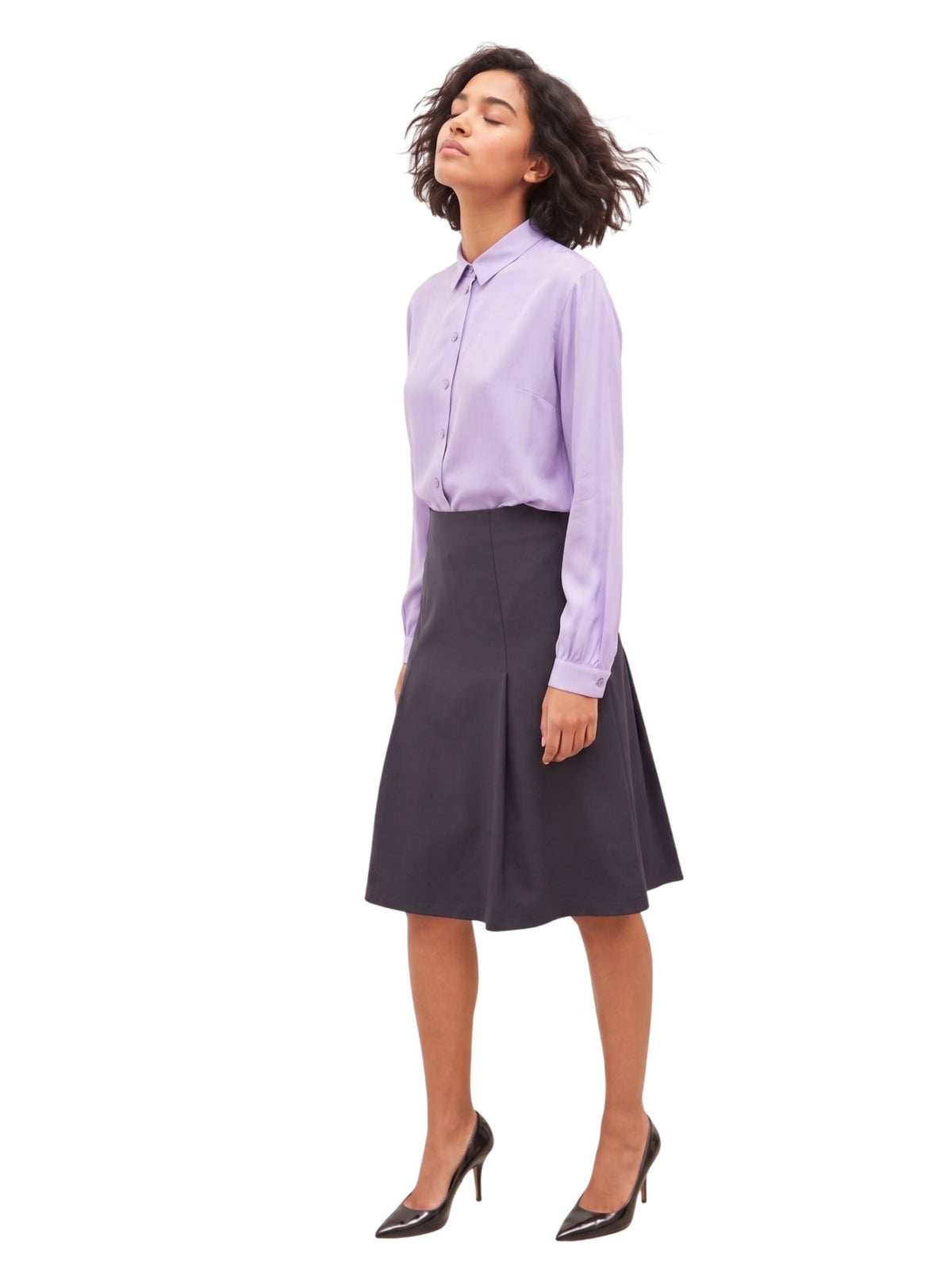 Camicia alla coreana in raso di seta
