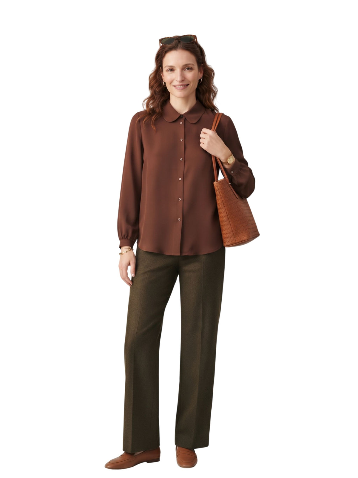 Camicia Laura Urbinati in raso con collo arrotondato