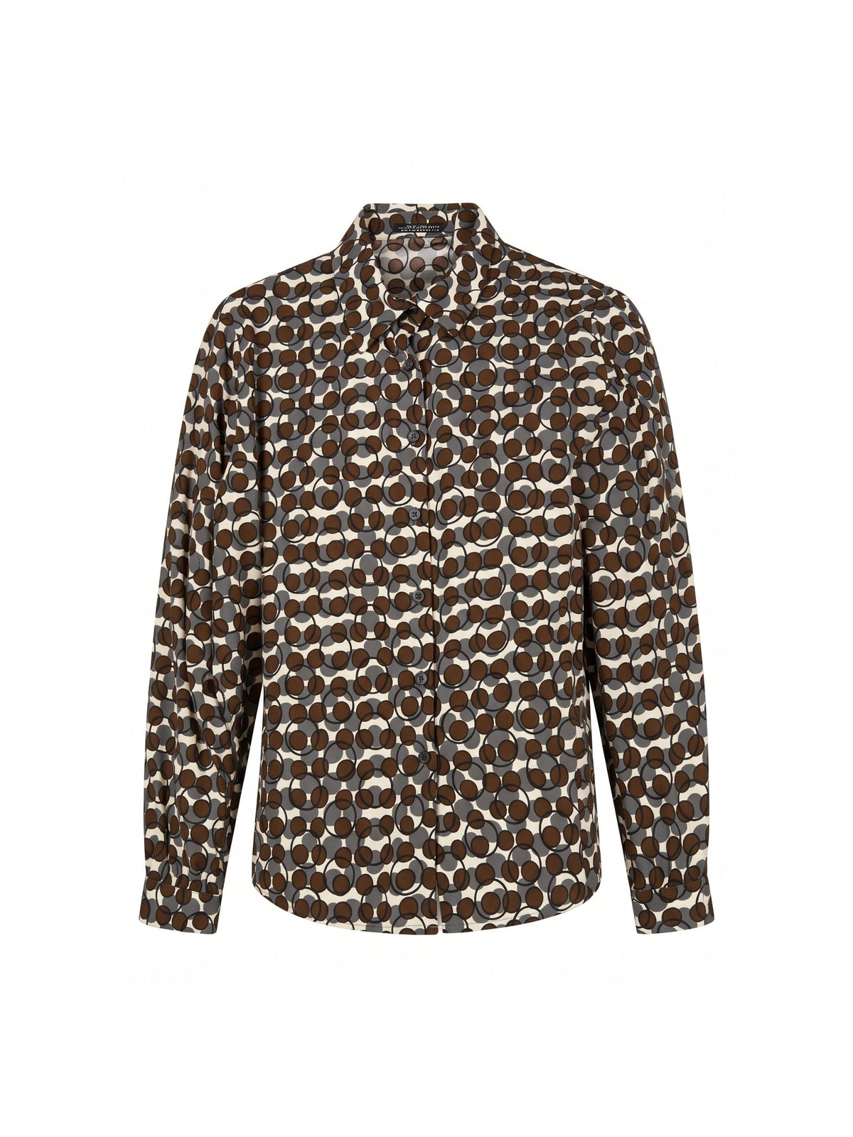 Camicia Laura Urbinati con stampa cerchi grigio cacao in seta
