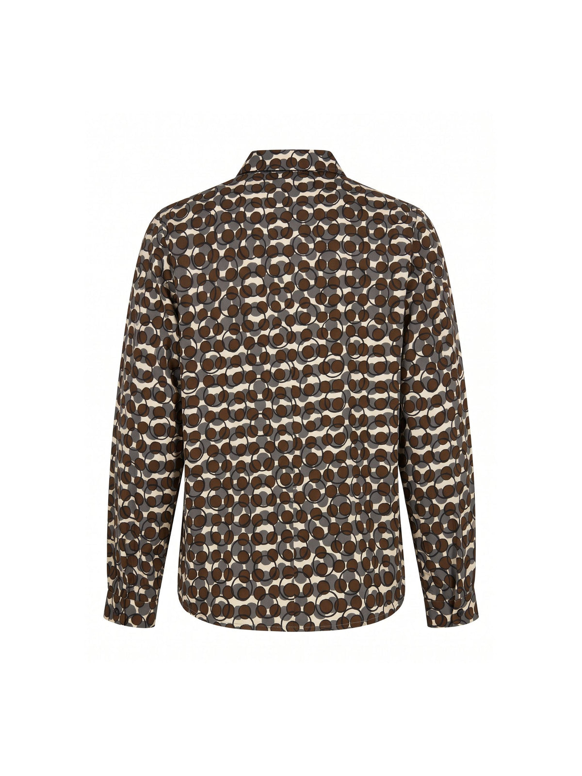 Camicia Laura Urbinati con stampa cerchi grigio cacao in seta