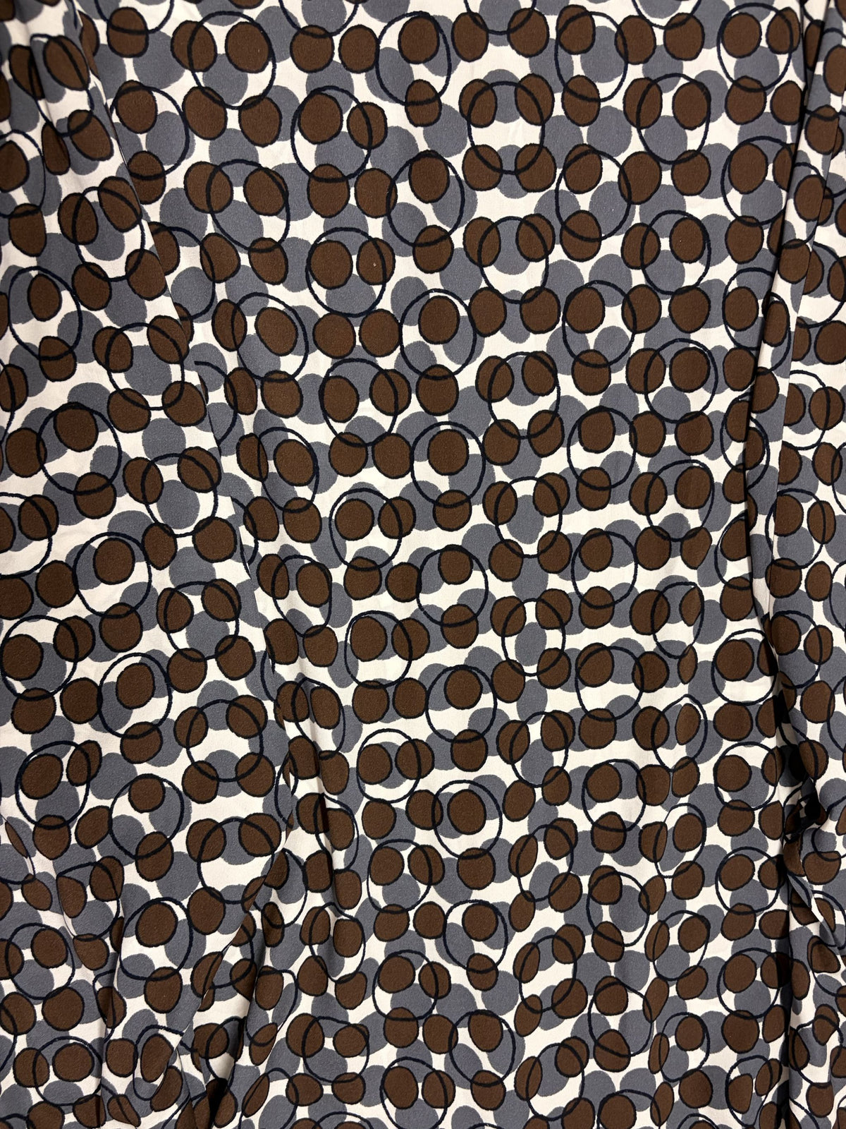 Camicia Laura Urbinati con stampa cerchi grigio cacao in seta