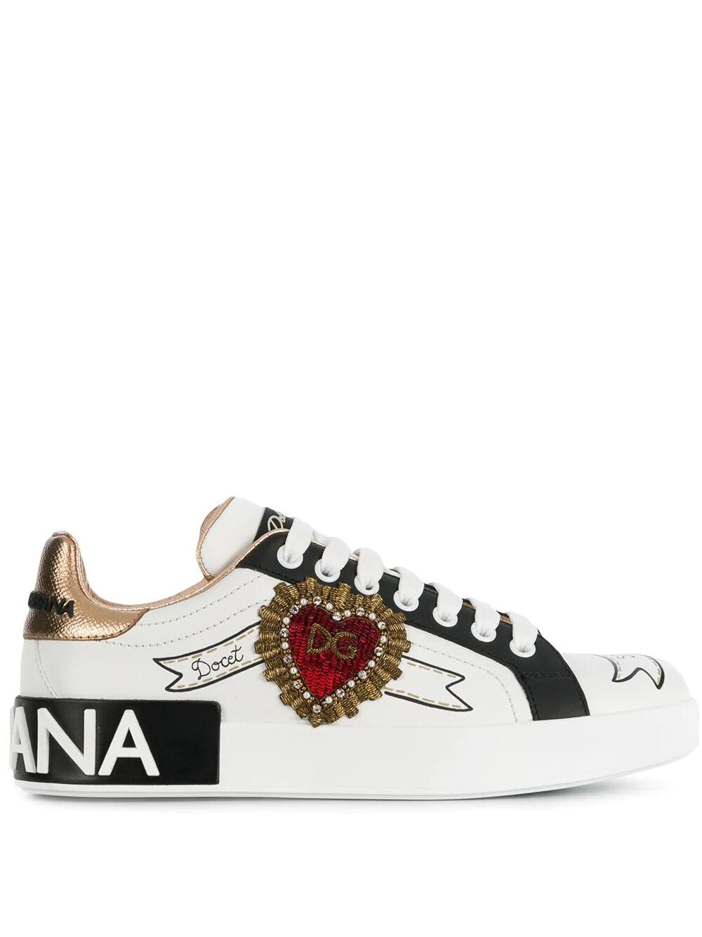 Sneaker Portofino in pelle di vitello con ricamo