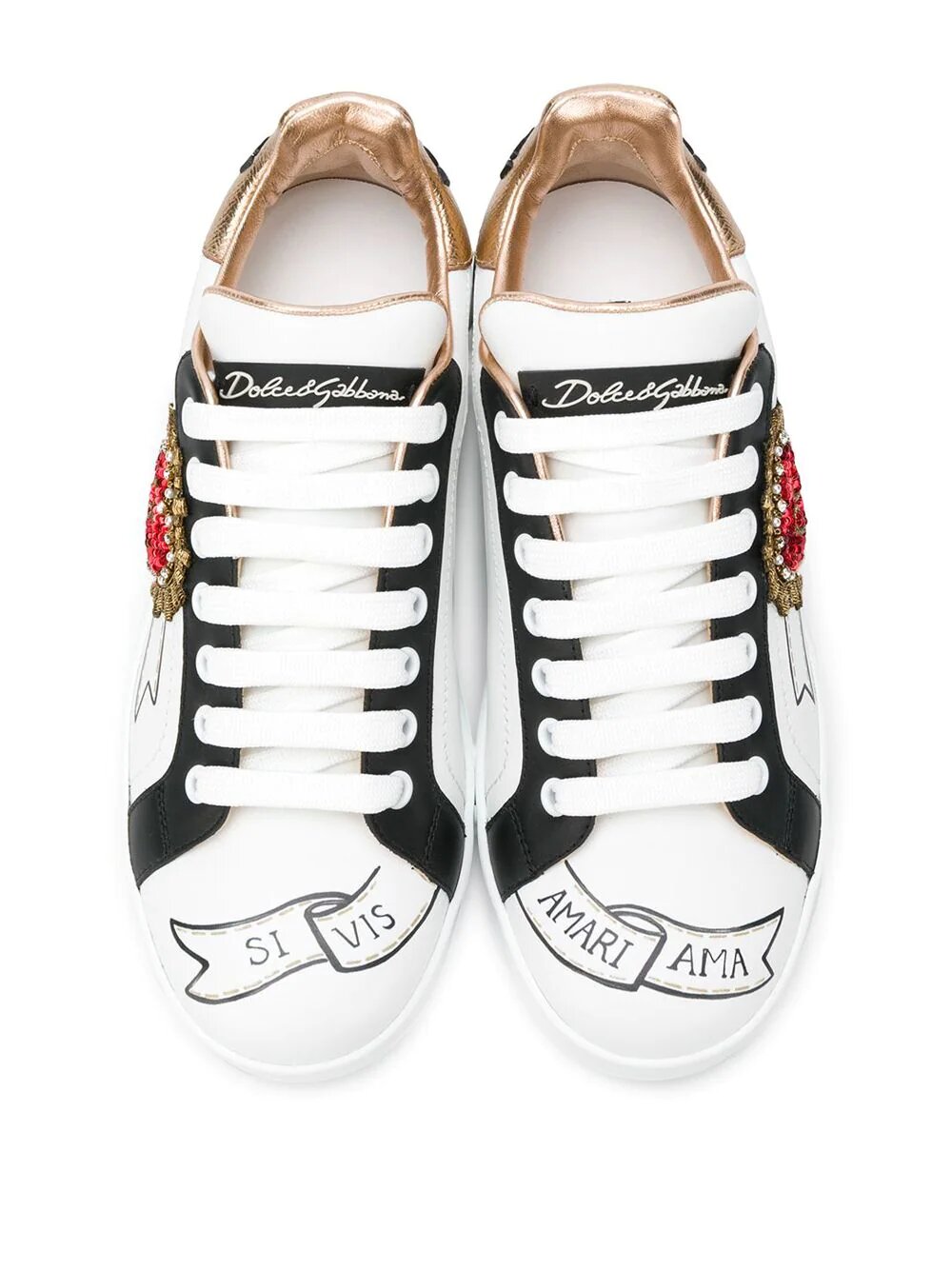 Sneaker Portofino in pelle di vitello con ricamo