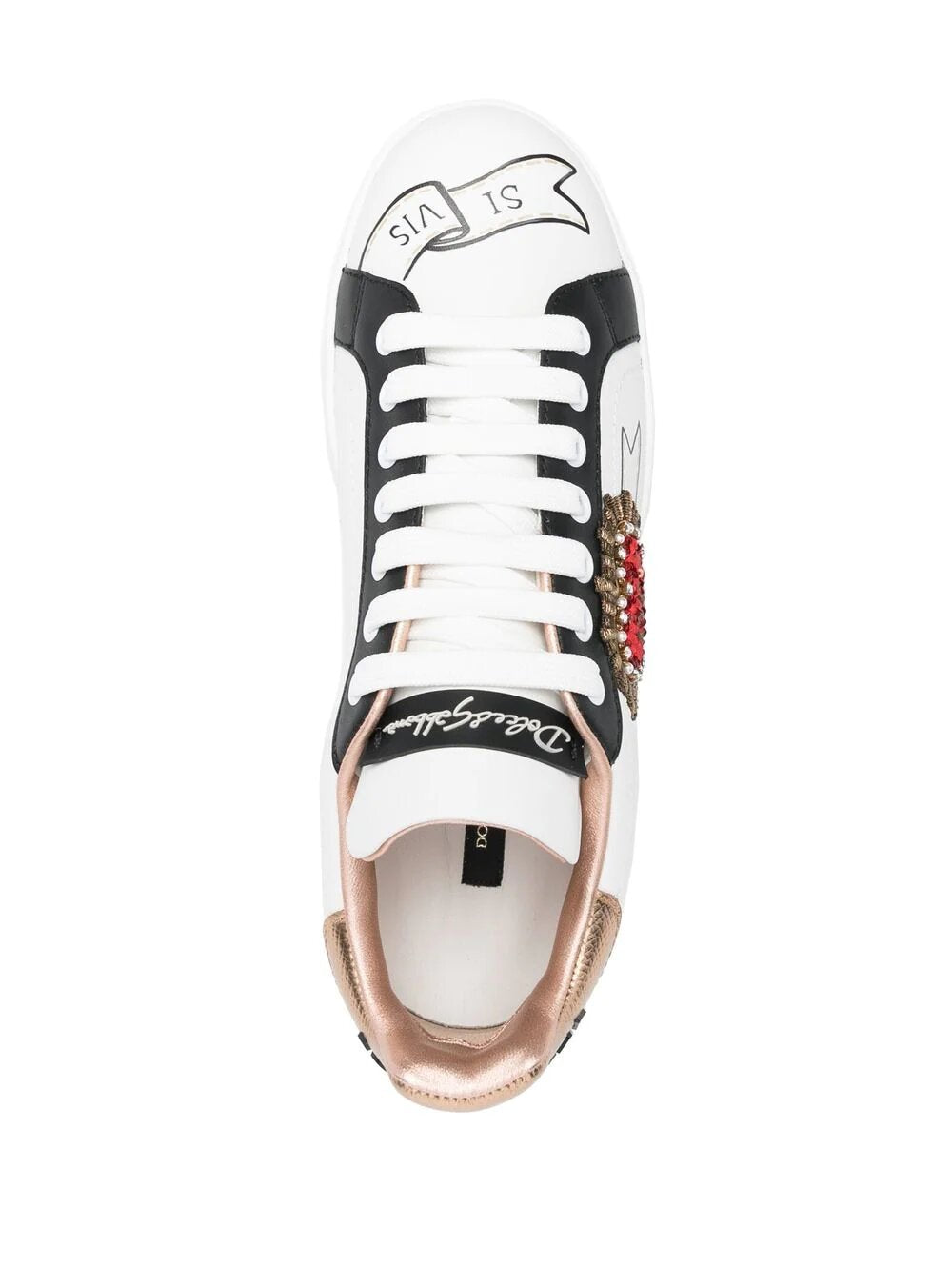 Sneaker Portofino in pelle di vitello con ricamo