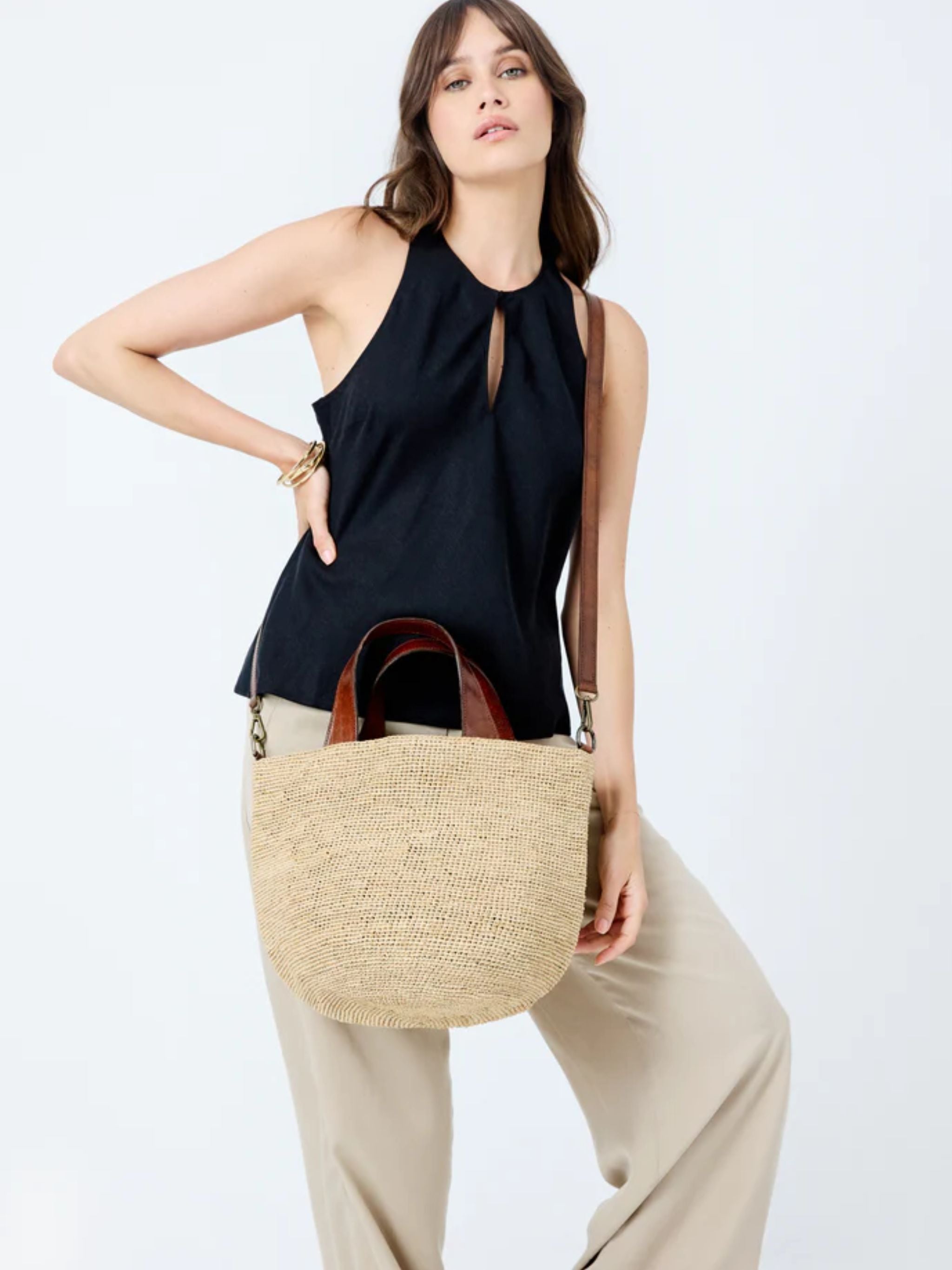 Borsa a cesta in rafia Mirozy Tea