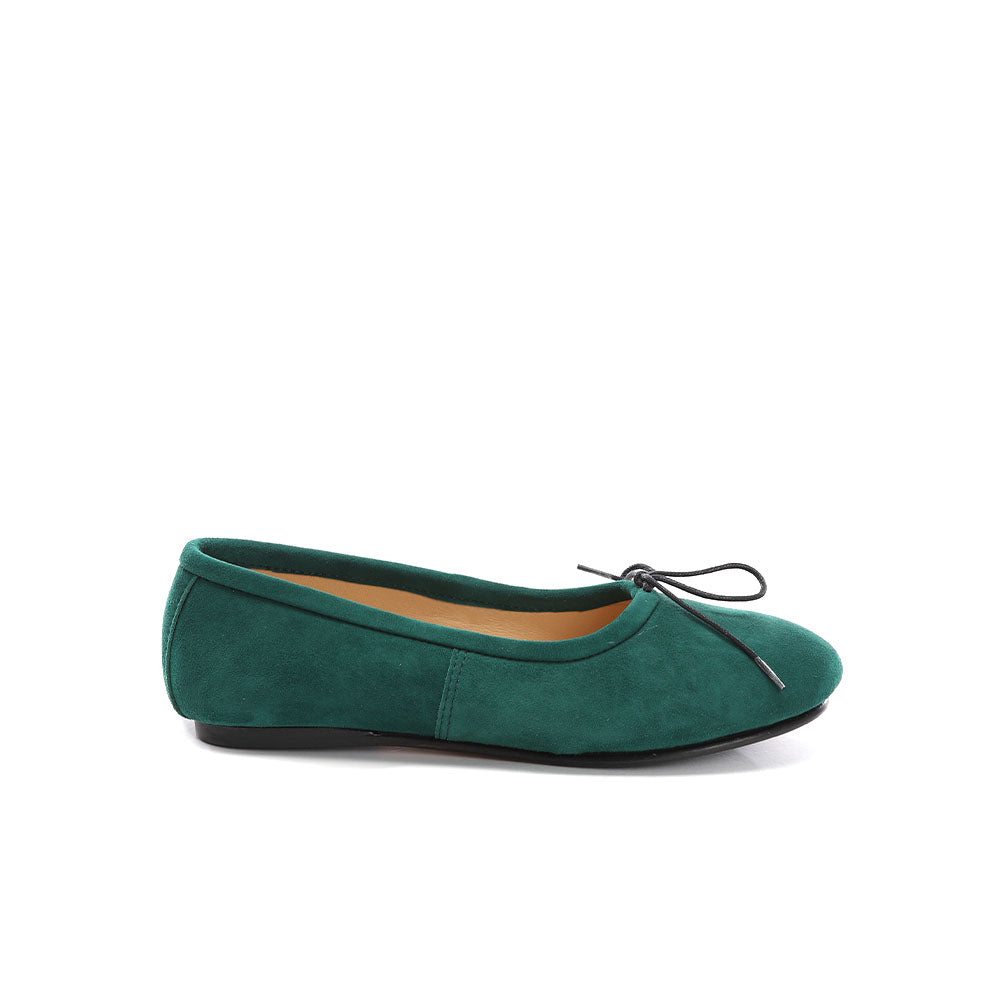 WOMEN`S HANDMADE ELEGANT BALLET FLATS SHOES IN BLACK SUEDE LEATHER WITH BOW ON TIP